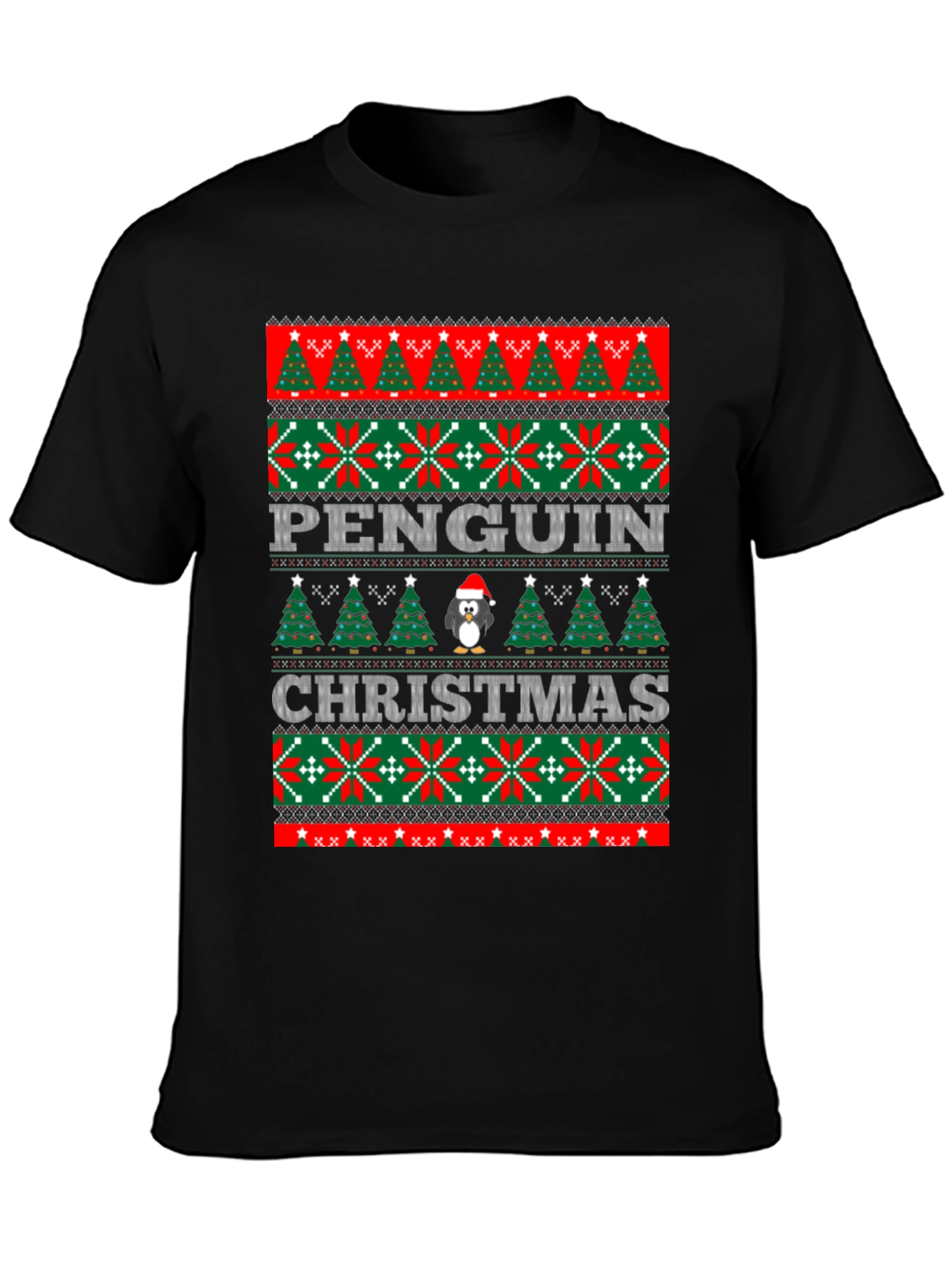 Penguin Christmas Sweater Pattern T-Shirt