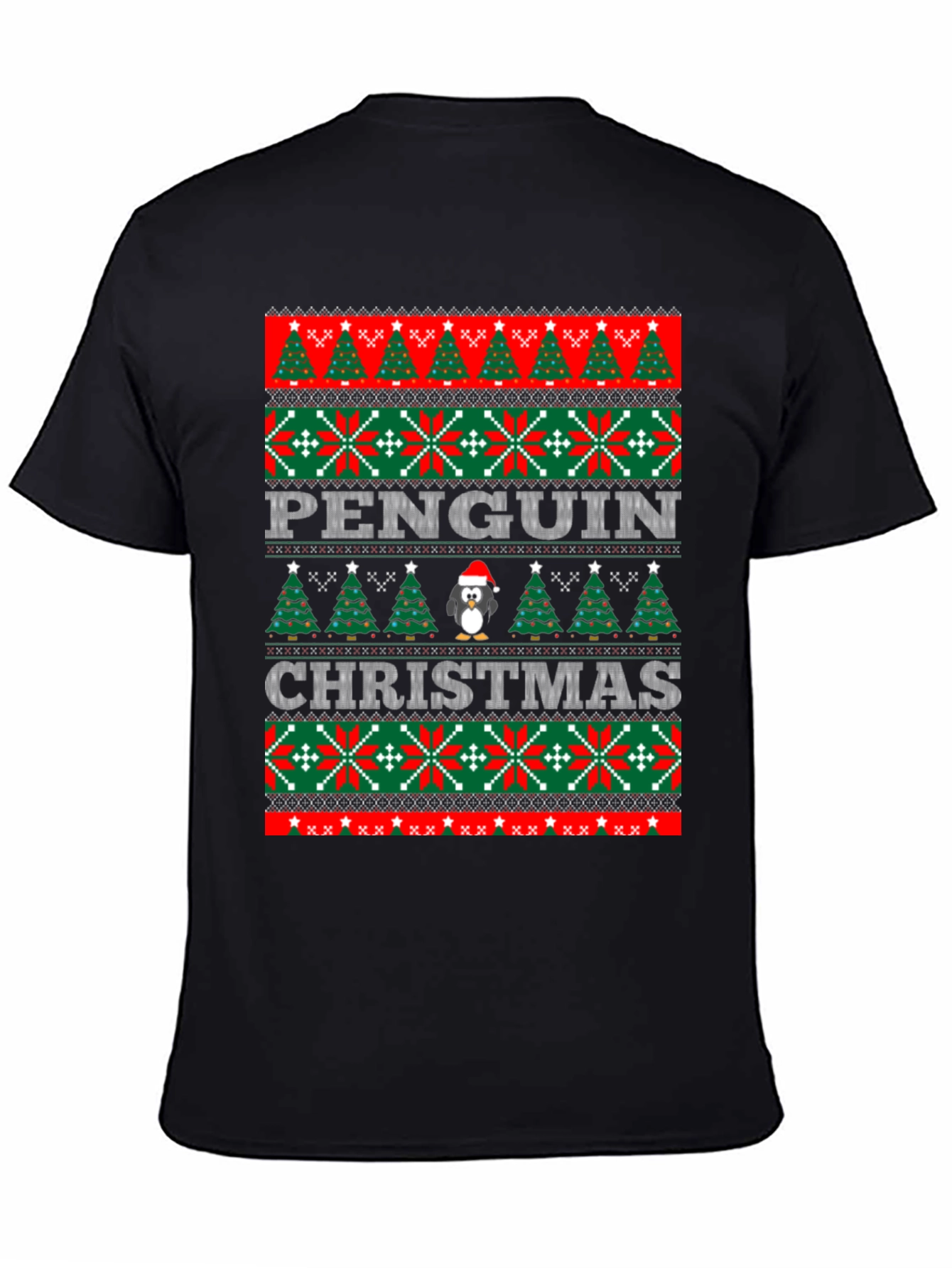 Penguin Christmas Sweater Pattern T-Shirt