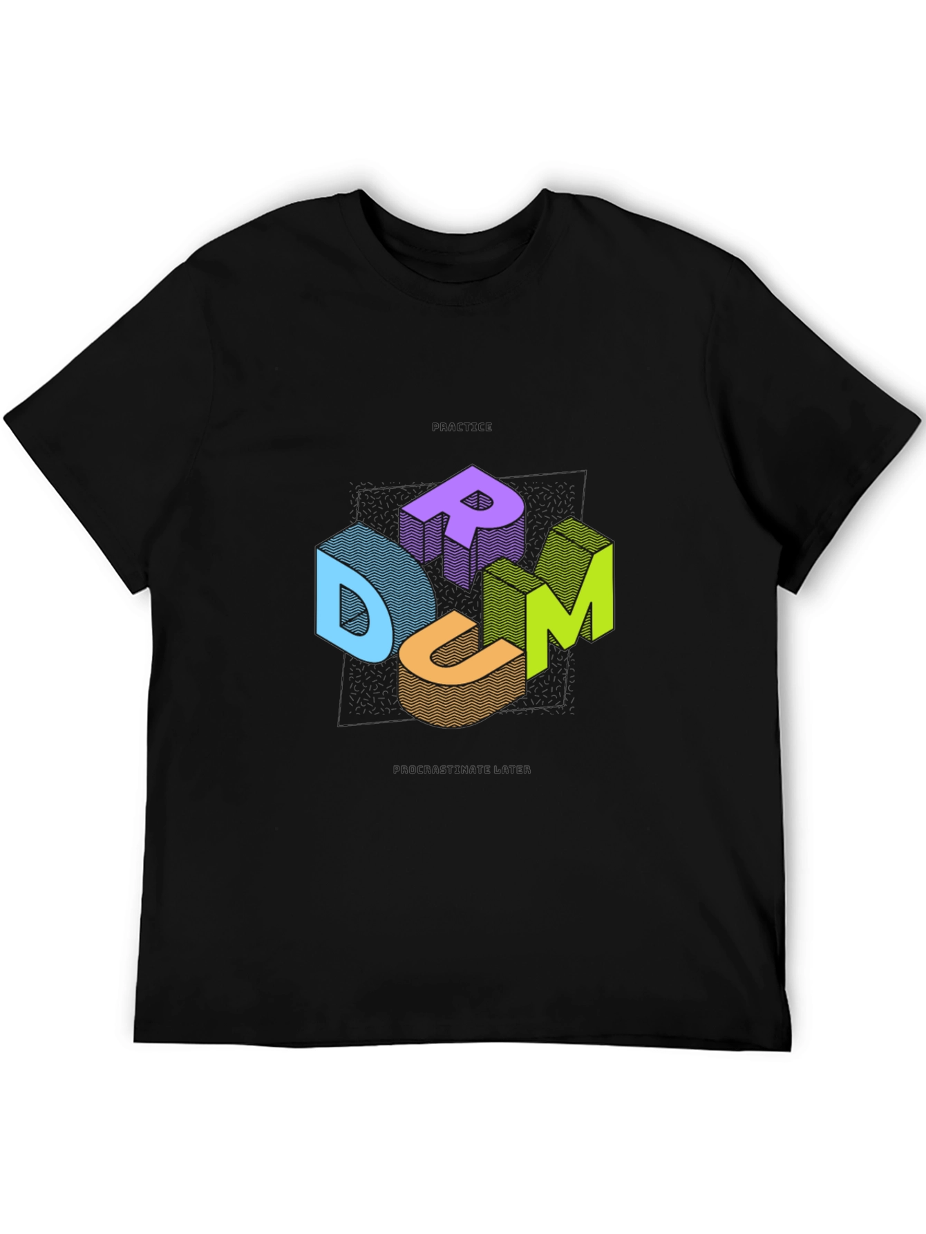 DRUM Graphic Tee - Black Cotton Casual T-Shirt