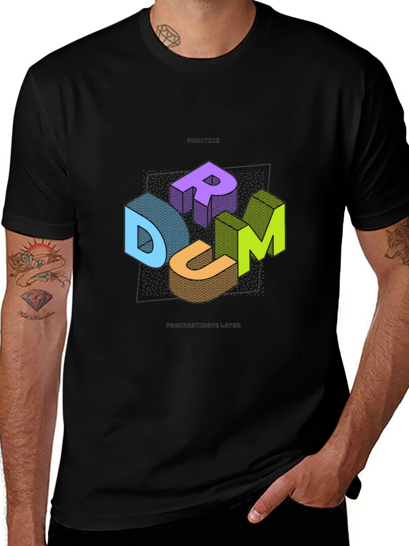 DRUM Graphic Tee - Black Cotton Casual T-Shirt