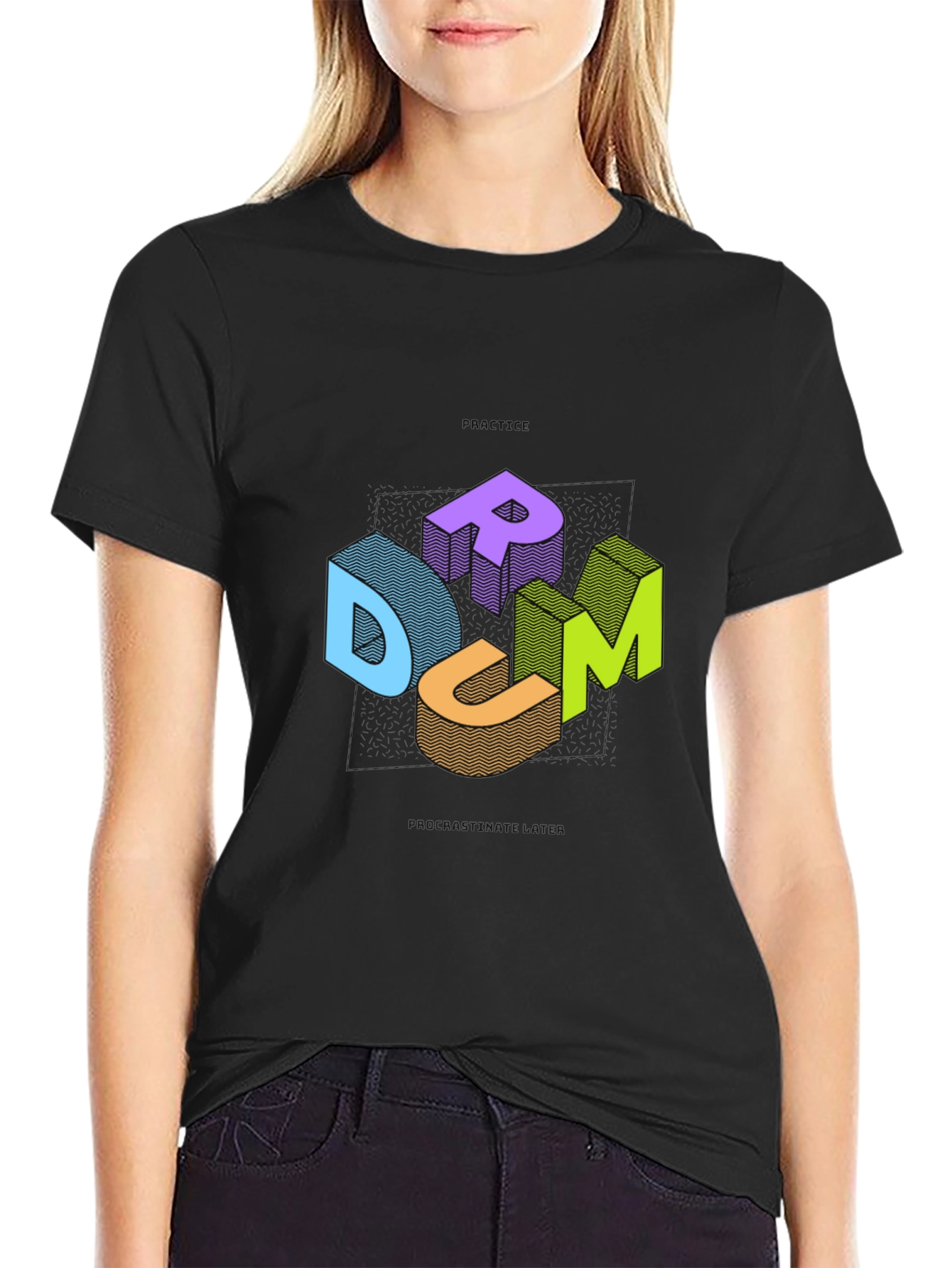 DRUM Graphic Tee - Black Cotton Casual T-Shirt