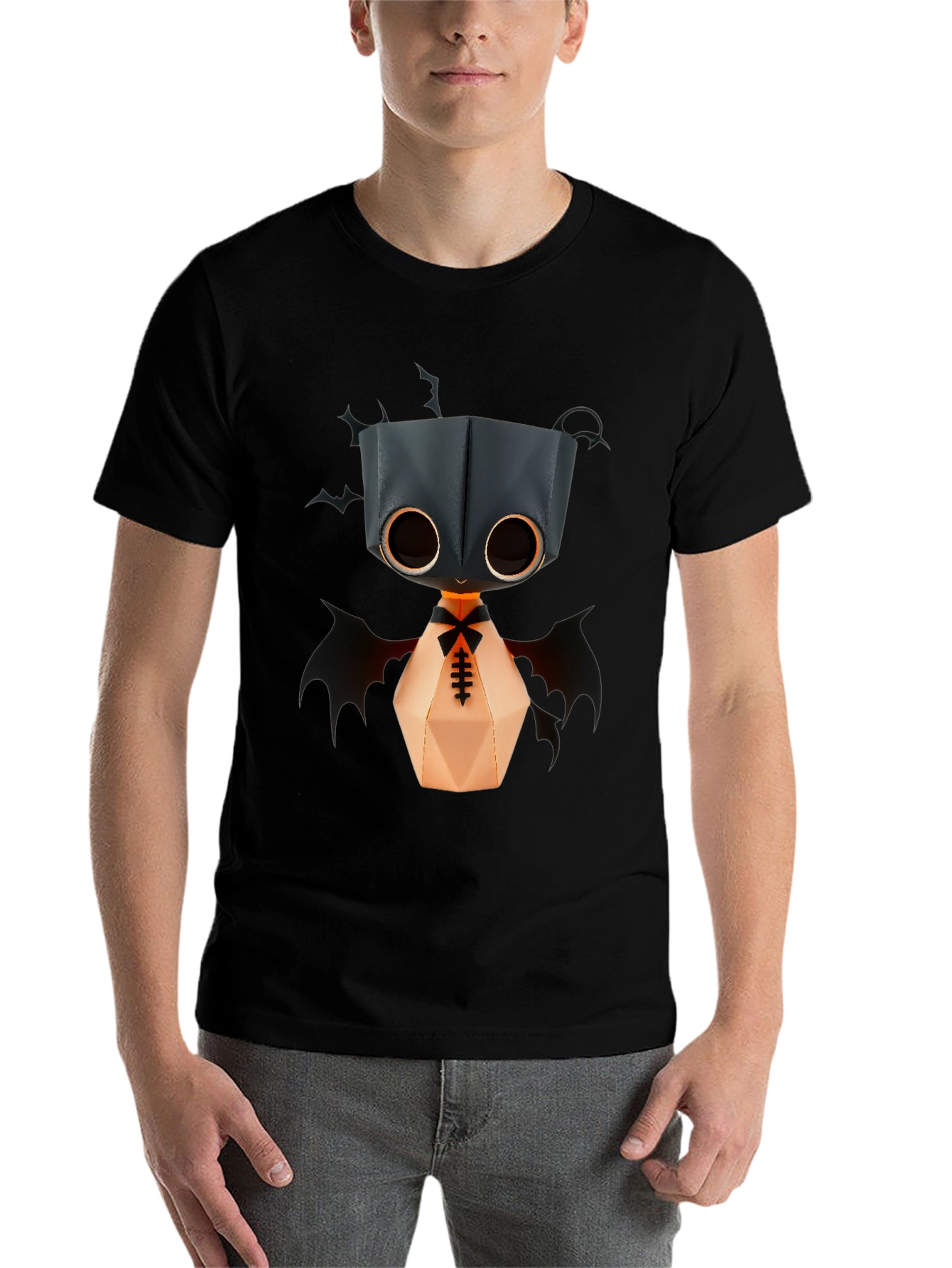 Cute Bat Monster Graphic Tee - Unisex Black T-Shirt
