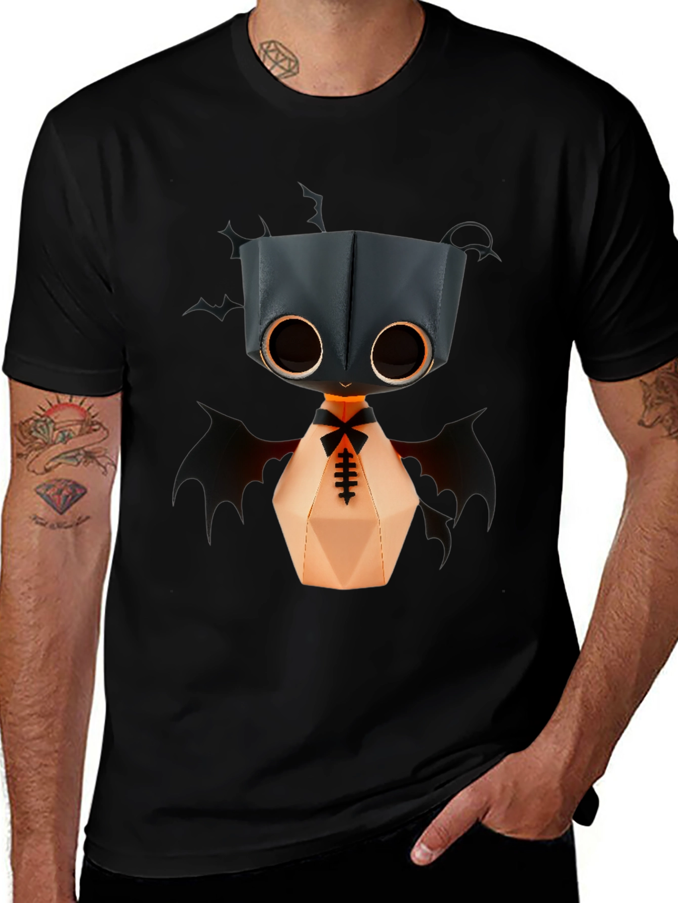 Cute Bat Monster Graphic Tee - Unisex Black T-Shirt