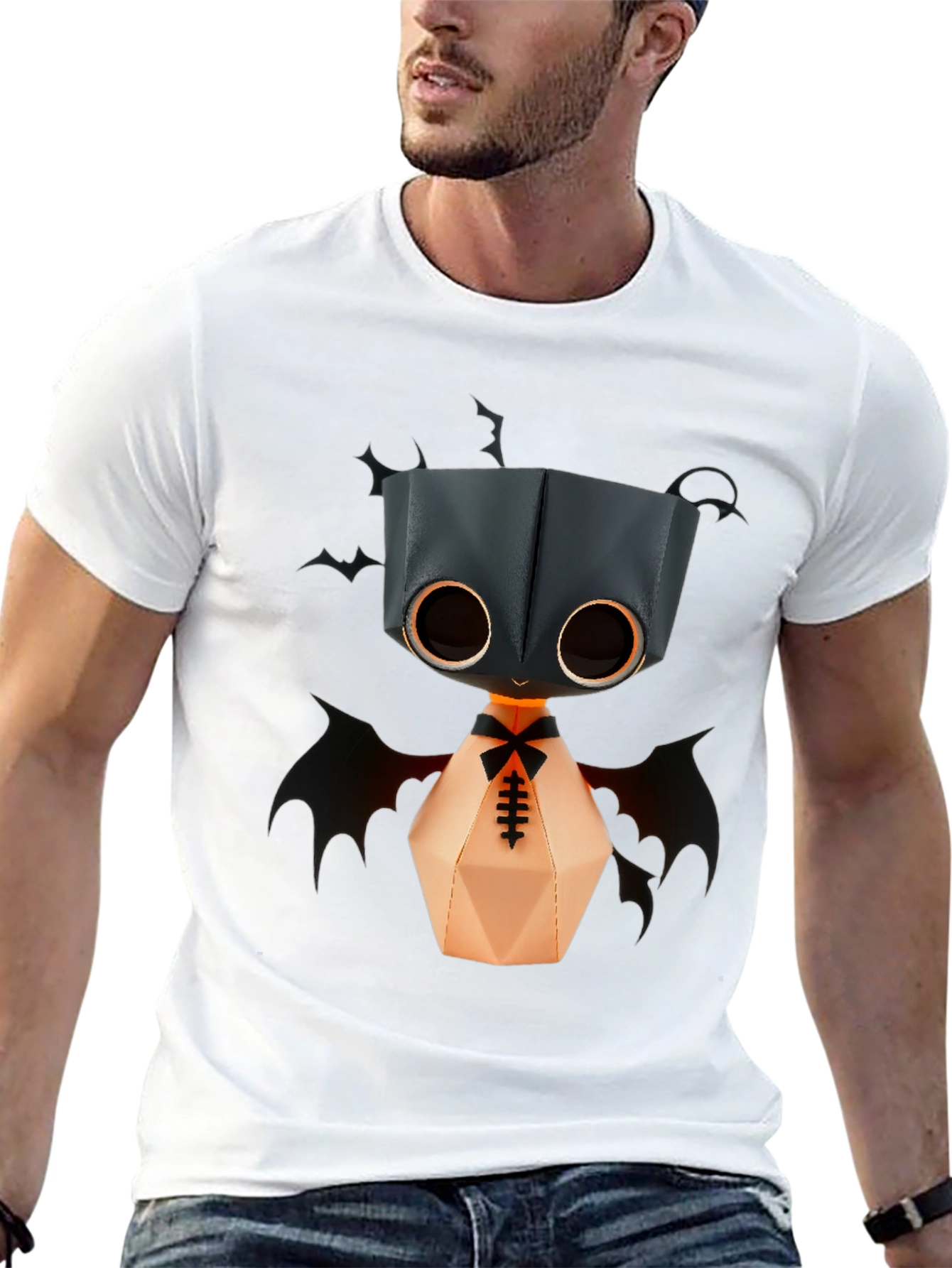 Cute Bat Monster Graphic Tee - Unisex Black T-Shirt