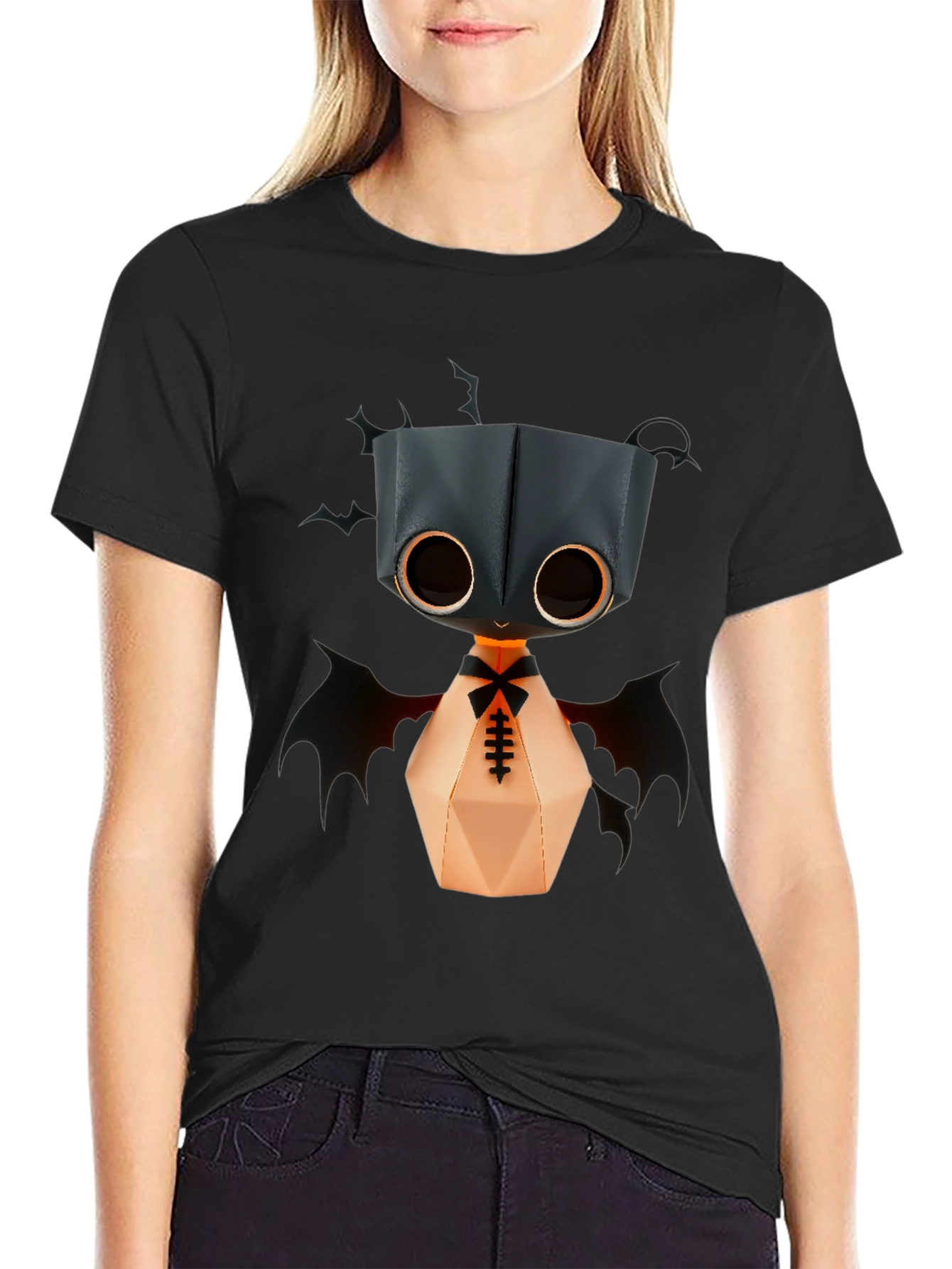 Cute Bat Monster Graphic Tee - Unisex Black T-Shirt