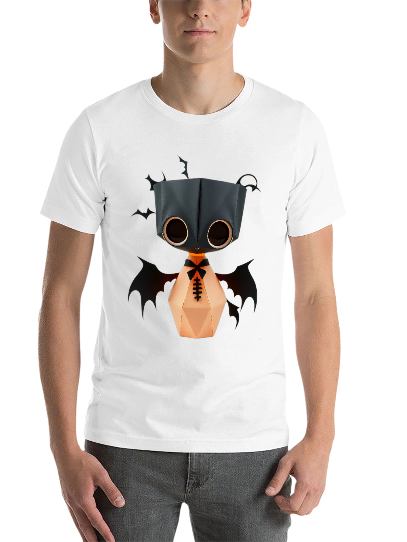 Cute Bat Monster Graphic Tee - Unisex Black T-Shirt