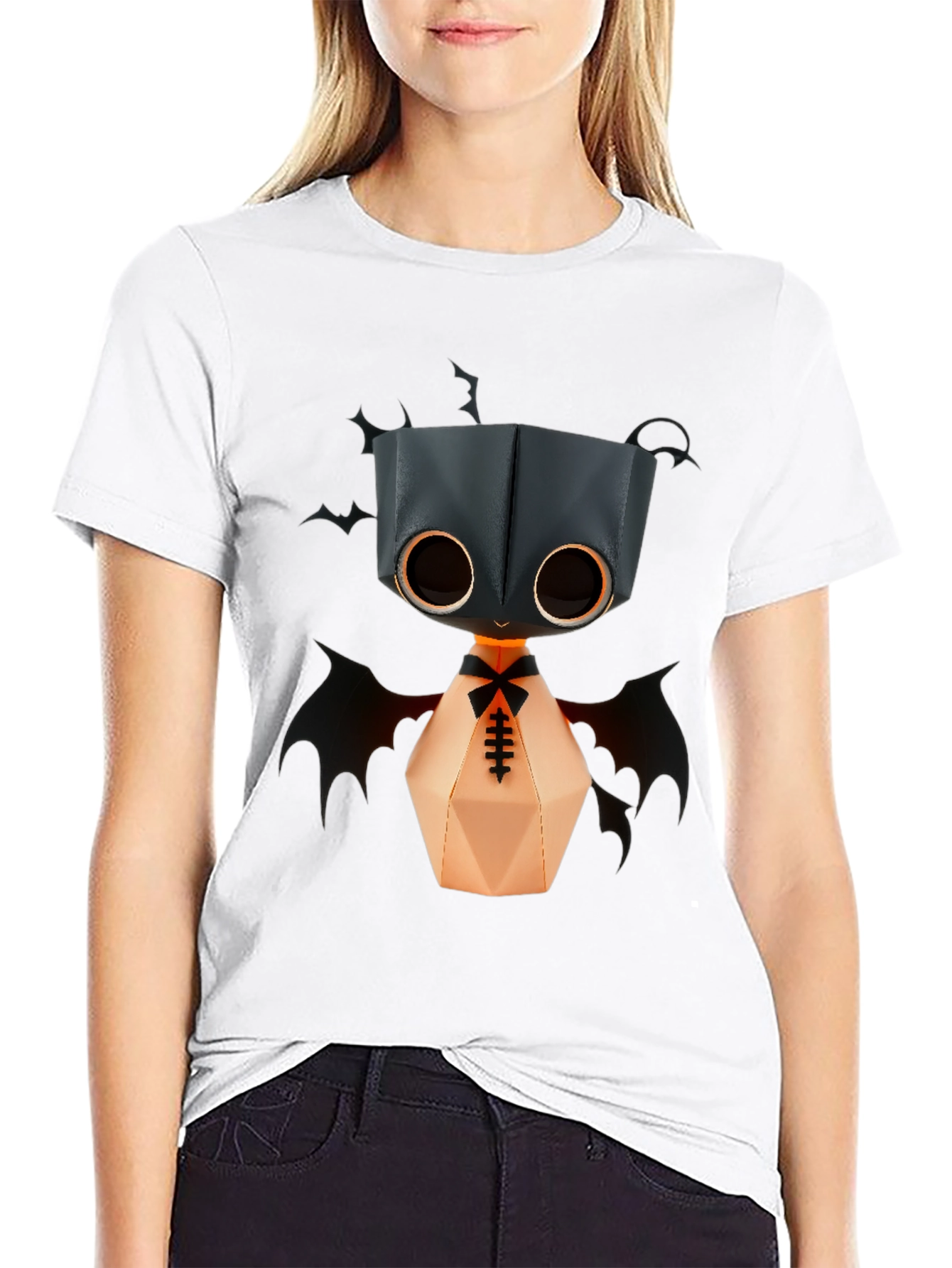 Cute Bat Monster Graphic Tee - Unisex Black T-Shirt