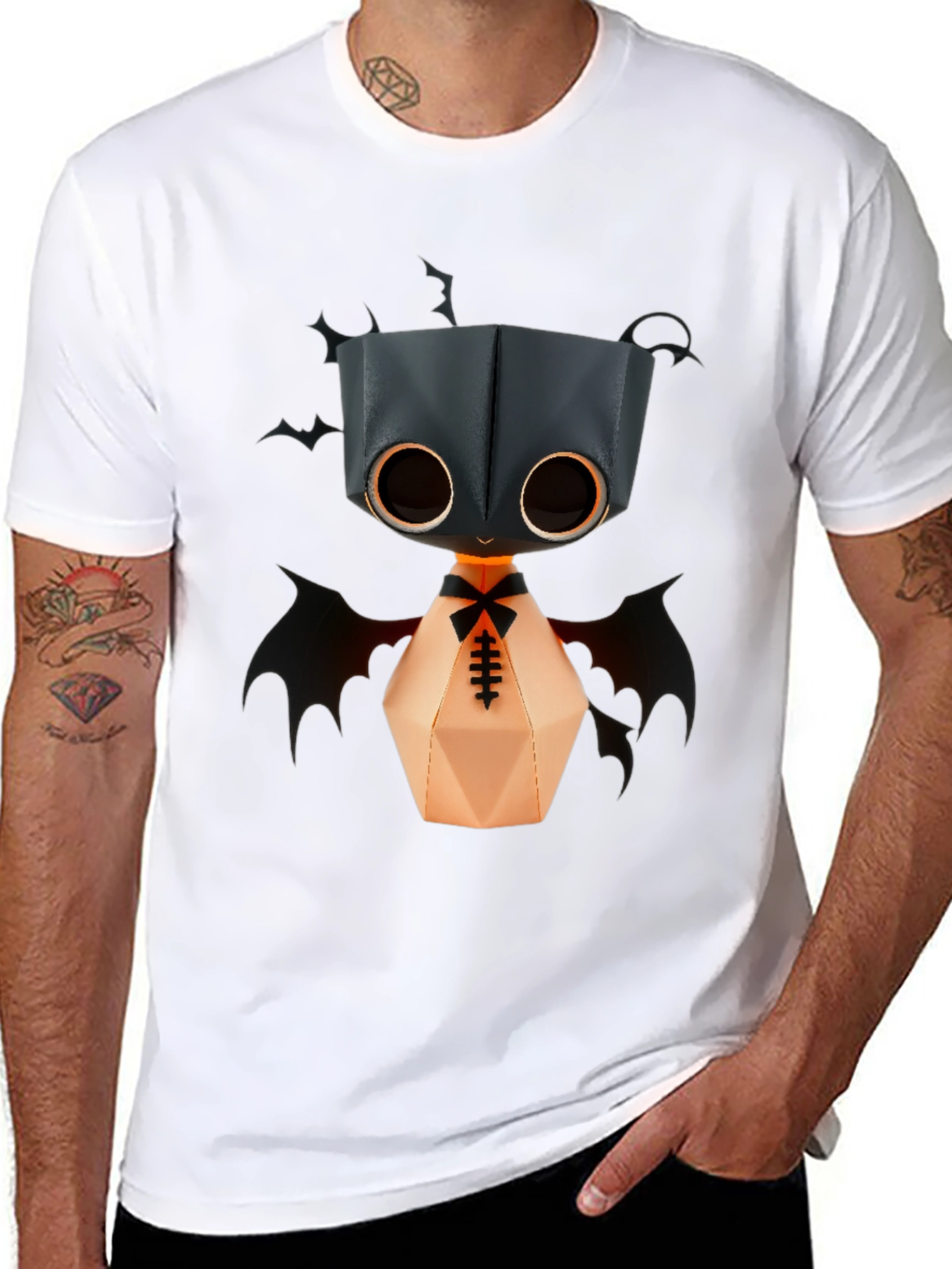Cute Bat Monster Graphic Tee - Unisex Black T-Shirt