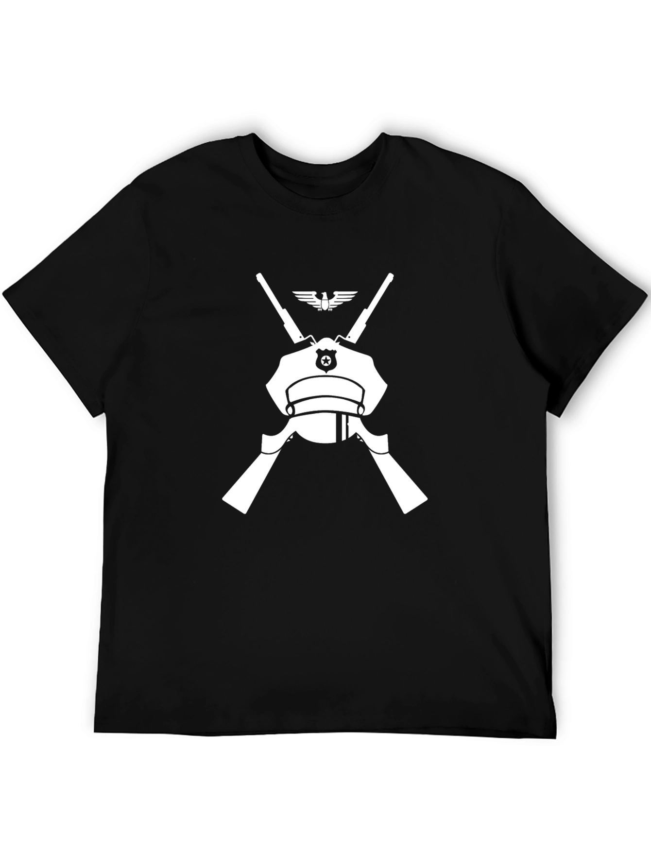Police Hat & Rifles Black Graphic Tee