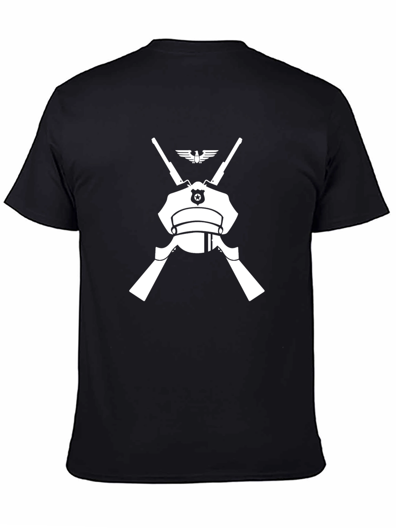 Police Hat & Rifles Black Graphic Tee