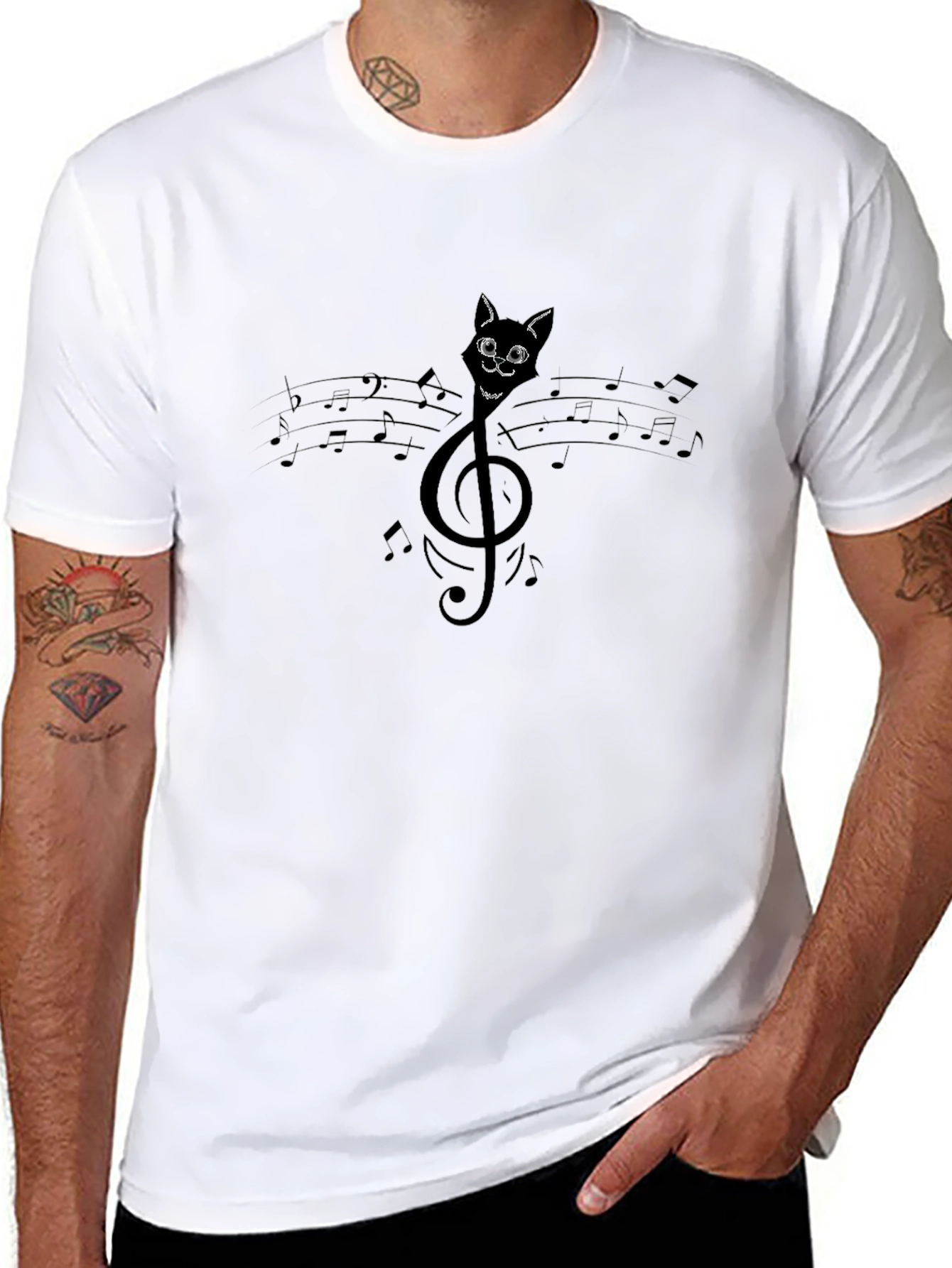 Musical Cat T-Shirt - Treble Clef Cat