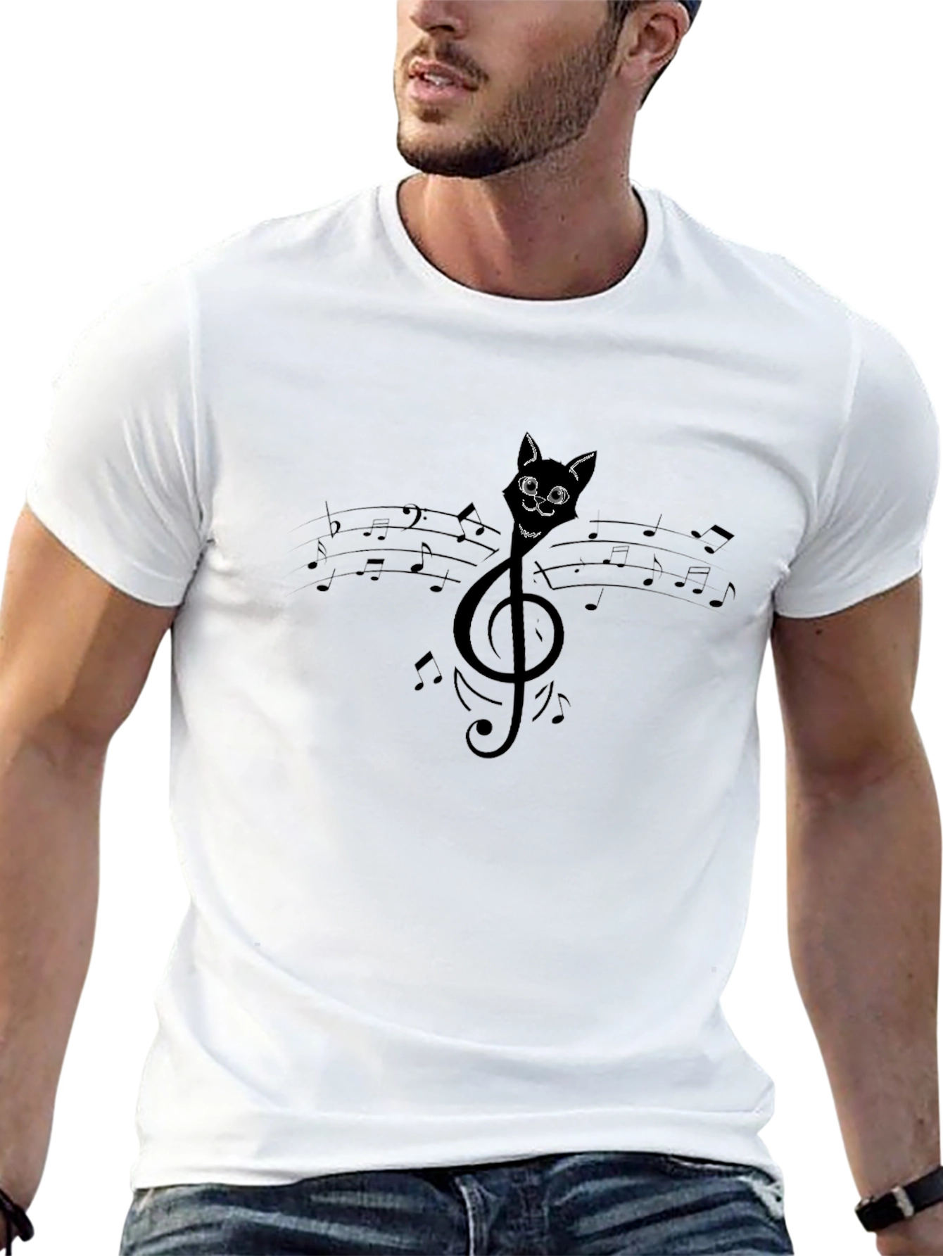 Musical Cat T-Shirt - Treble Clef Cat