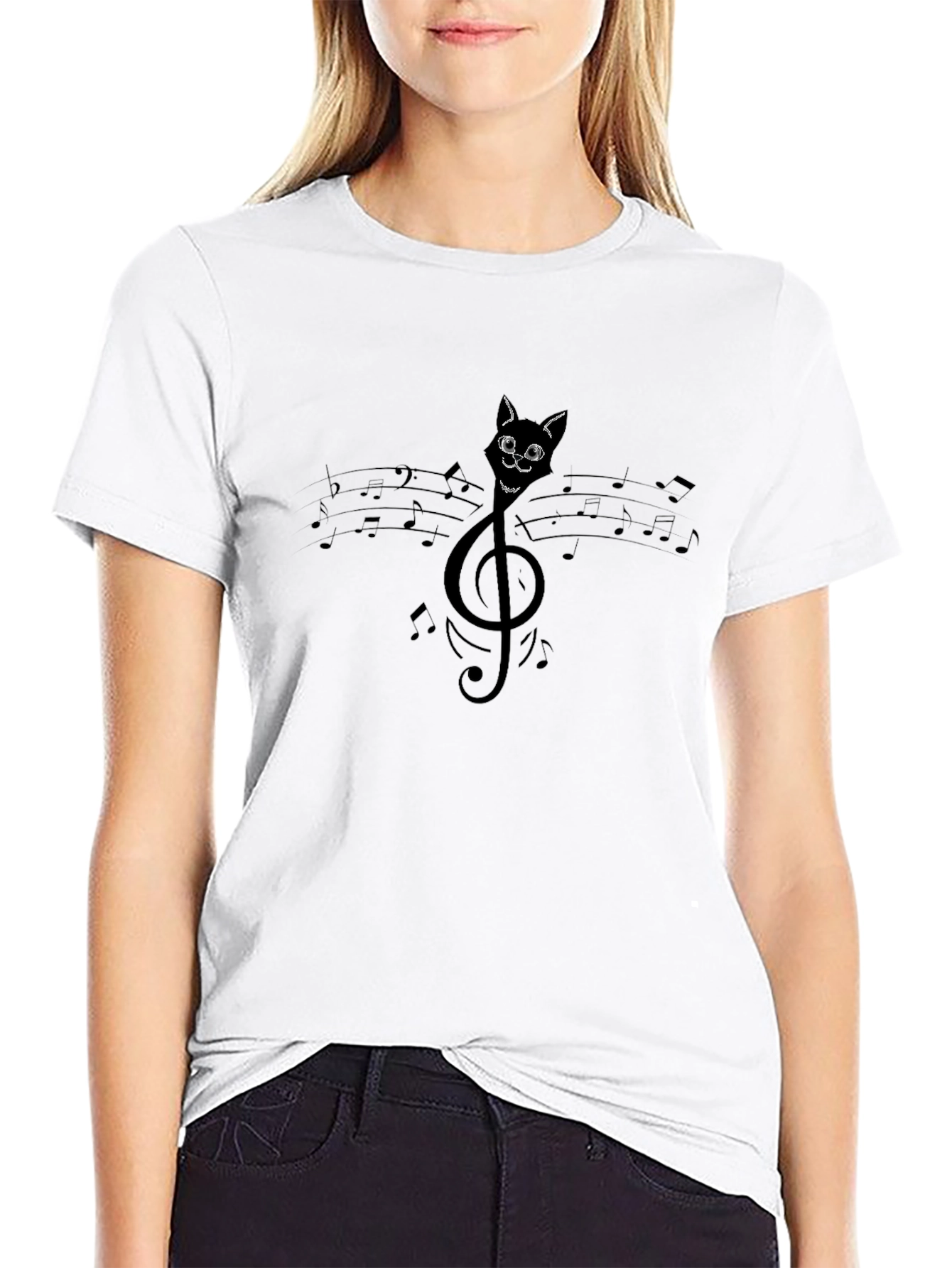 Musical Cat T-Shirt - Treble Clef Cat