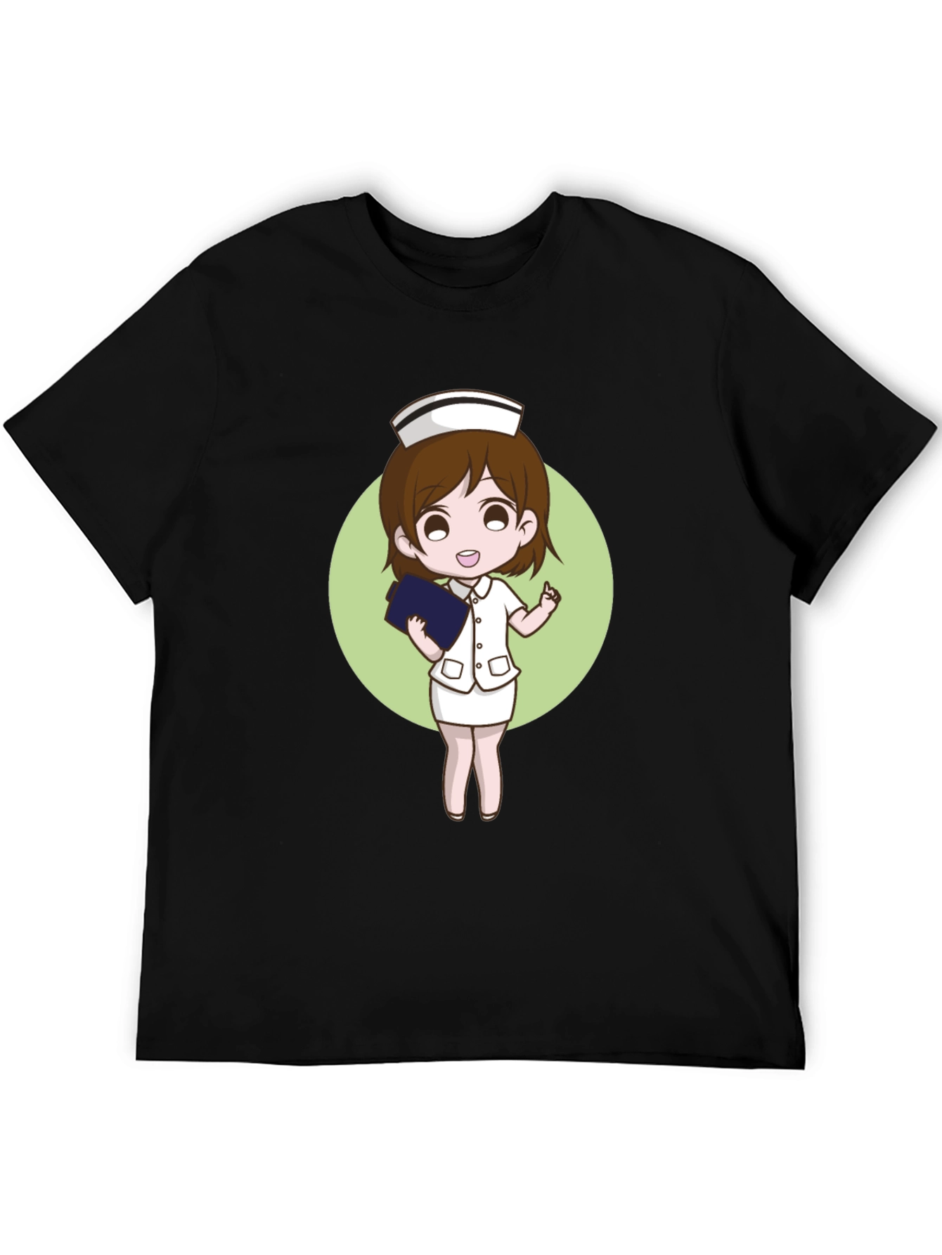 Nurse Cartoon Graphic Black T-Shirt