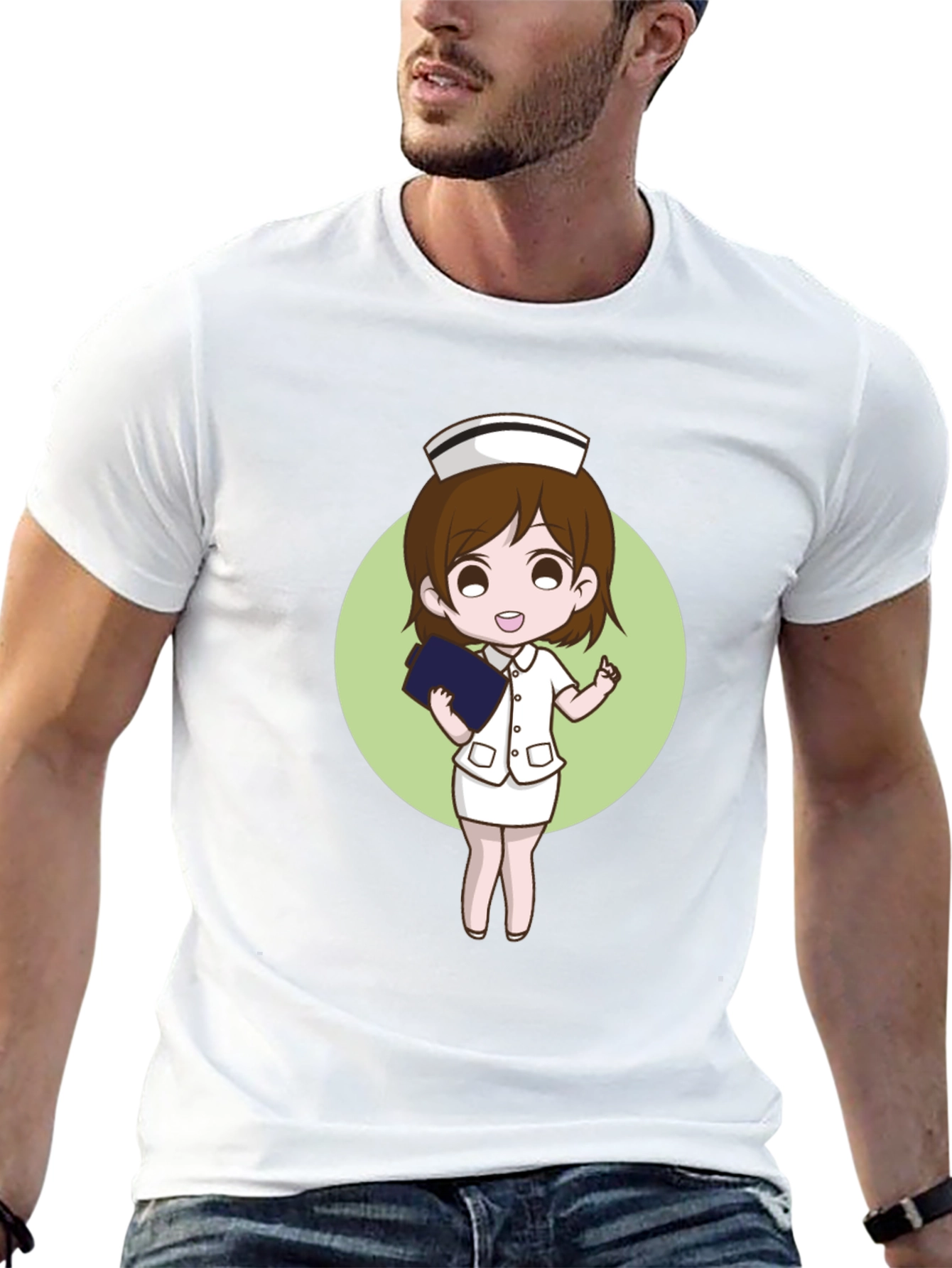 Nurse Cartoon Graphic Black T-Shirt