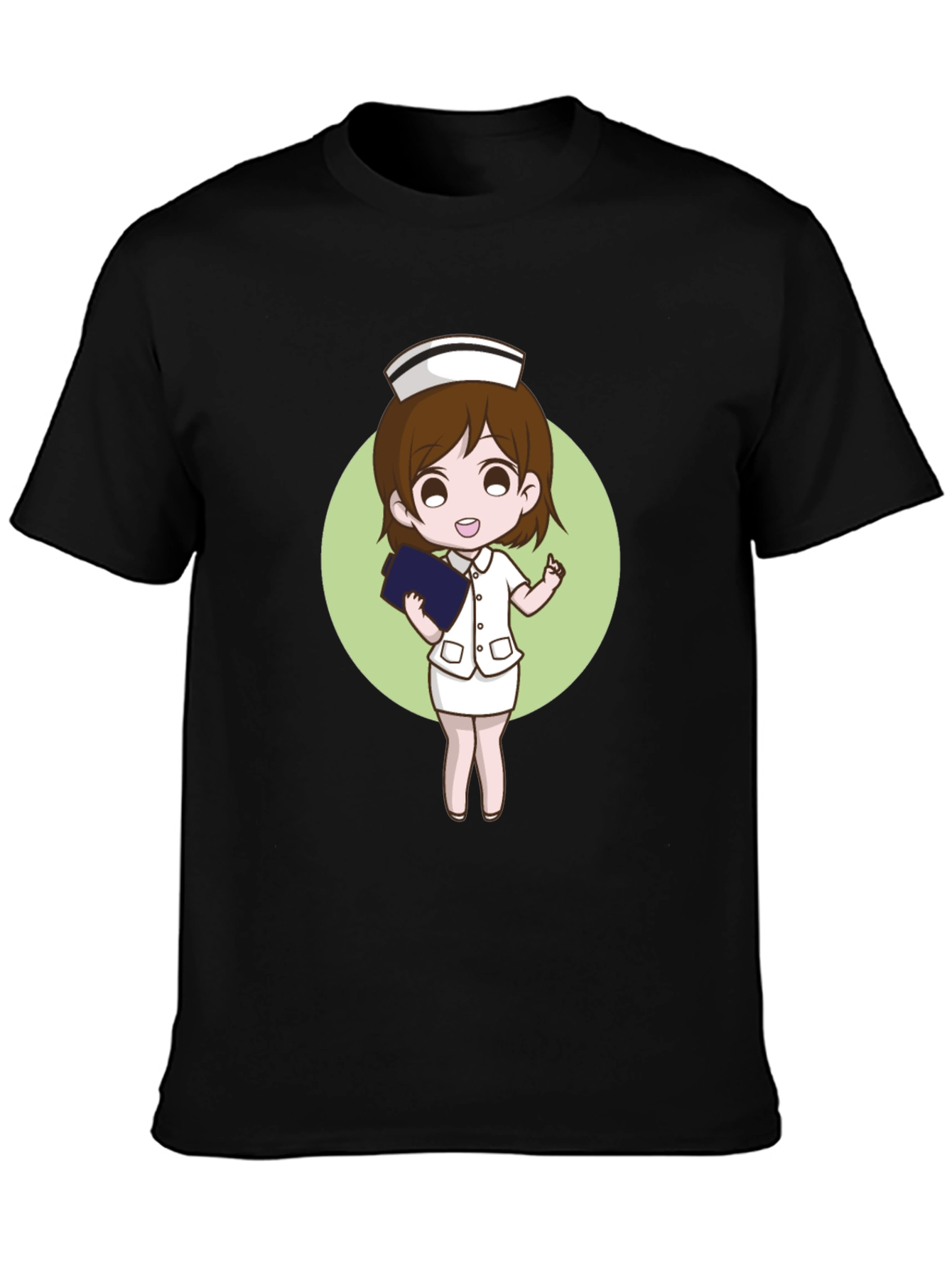 Nurse Cartoon Graphic Black T-Shirt