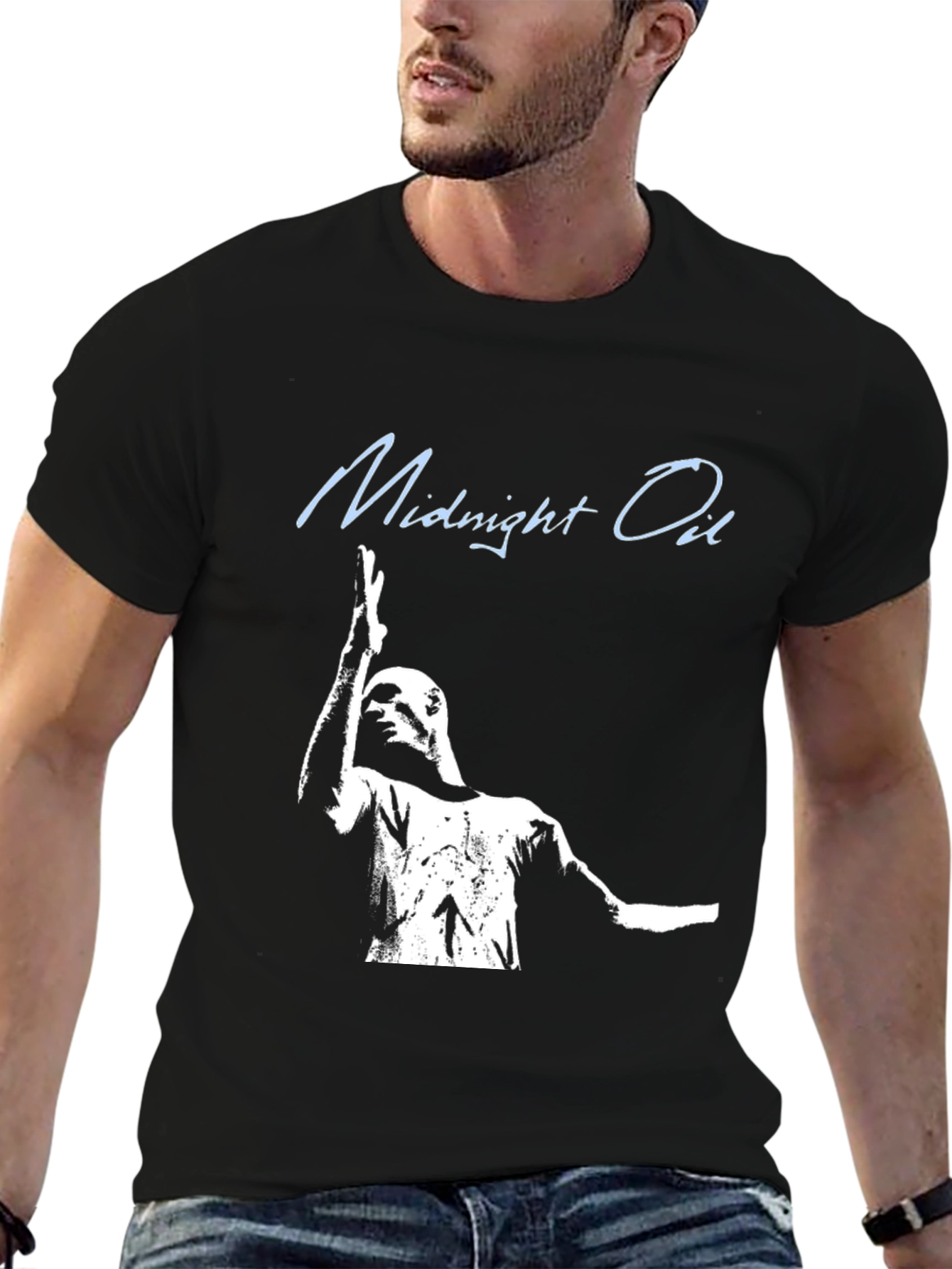 Midnight Oil Band Tee - Black Cotton Graphic T-Shirt