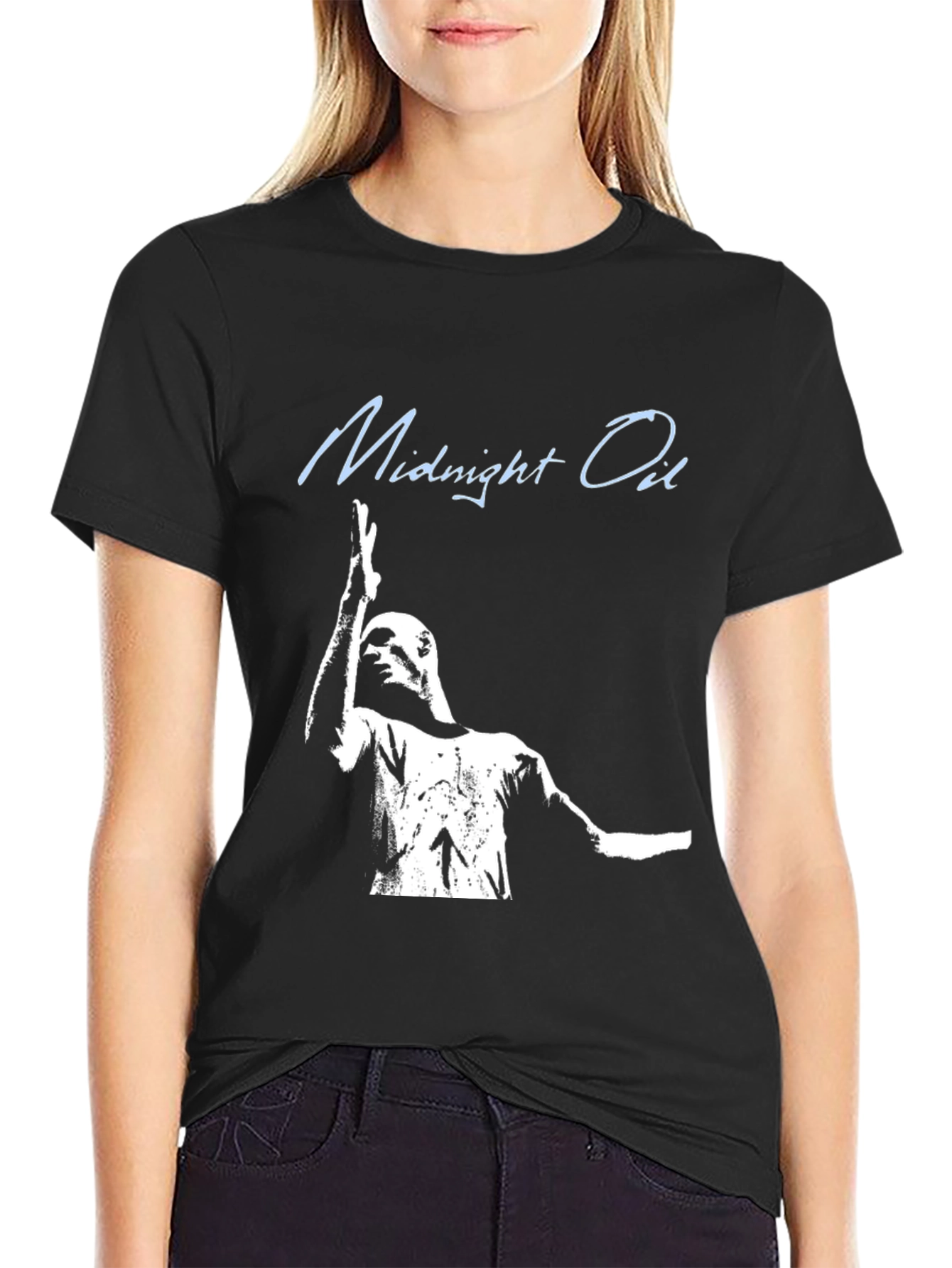 Midnight Oil Band Tee - Black Cotton Graphic T-Shirt