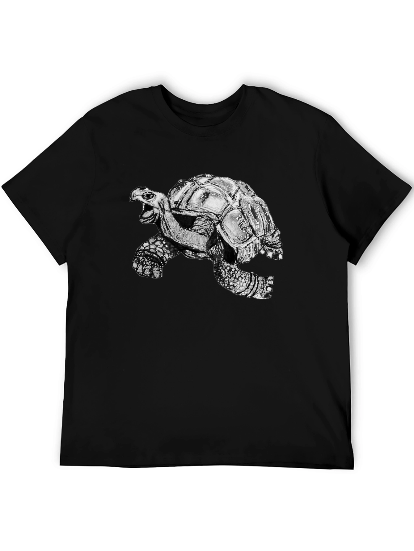 Turtle Graphic Tee - Black Cotton T-Shirt