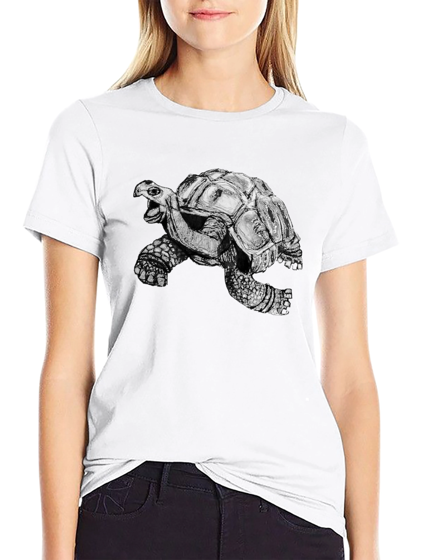 Turtle Graphic Tee - Black Cotton T-Shirt