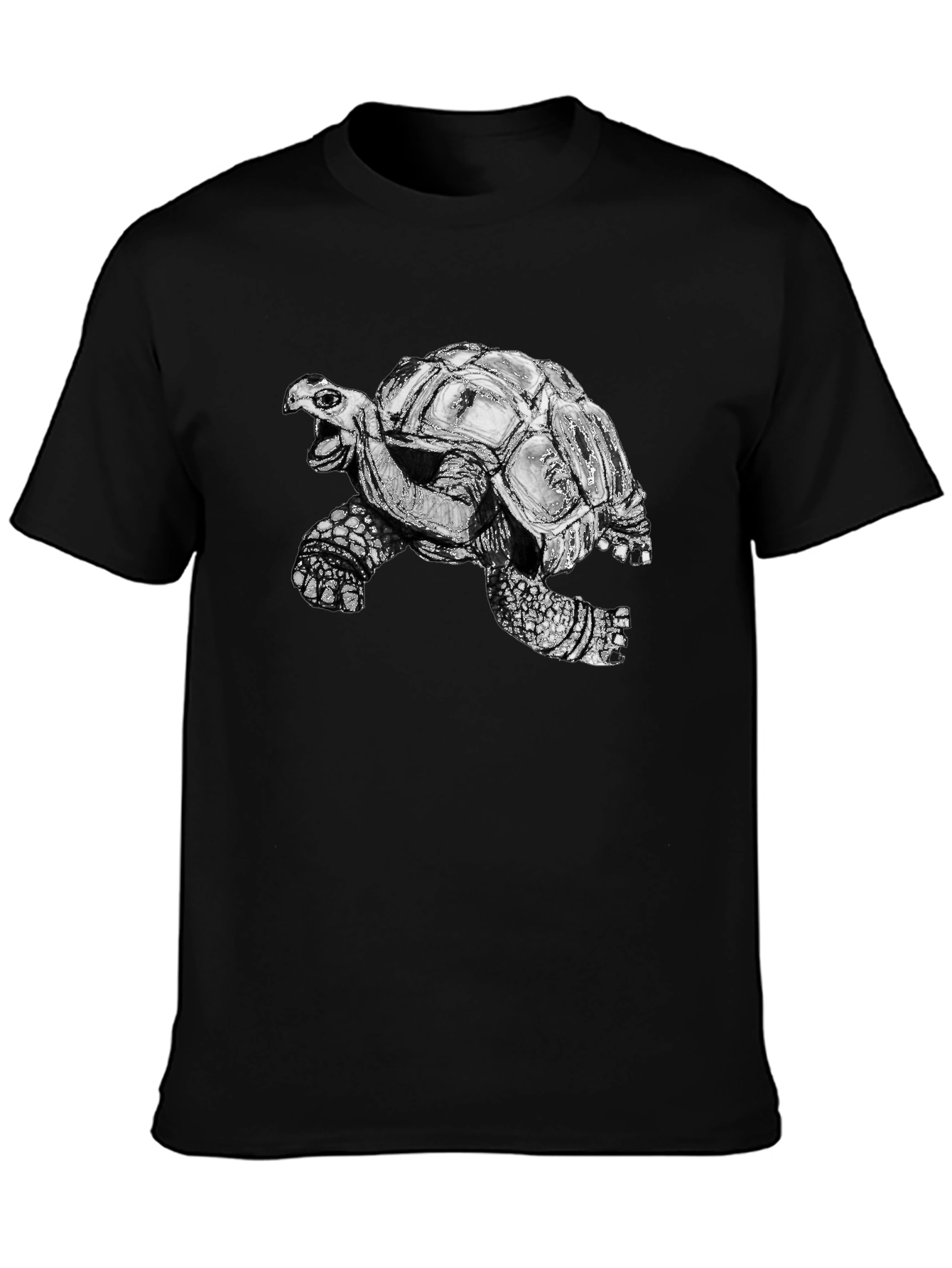 Turtle Graphic Tee - Black Cotton T-Shirt
