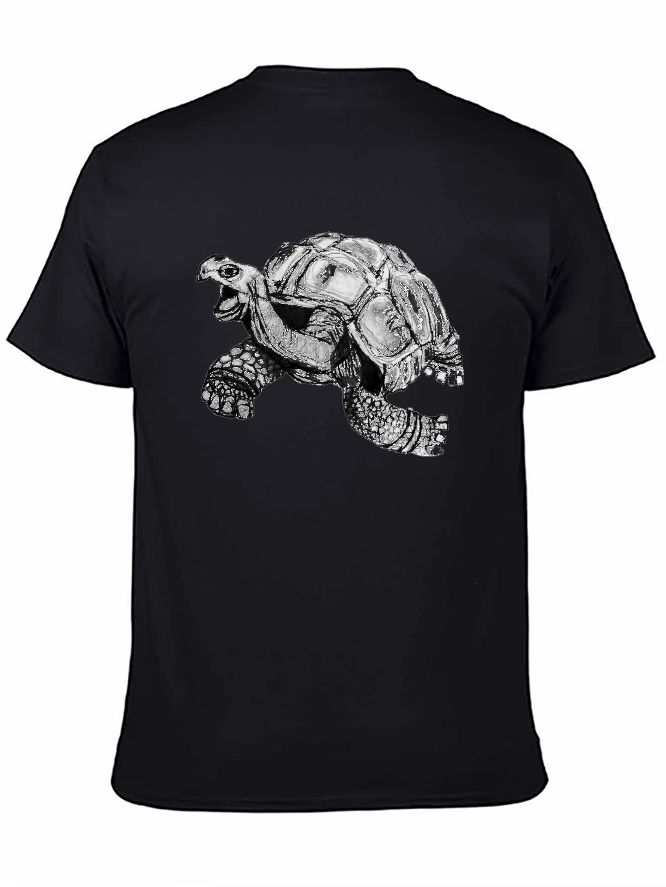 Turtle Graphic Tee - Black Cotton T-Shirt