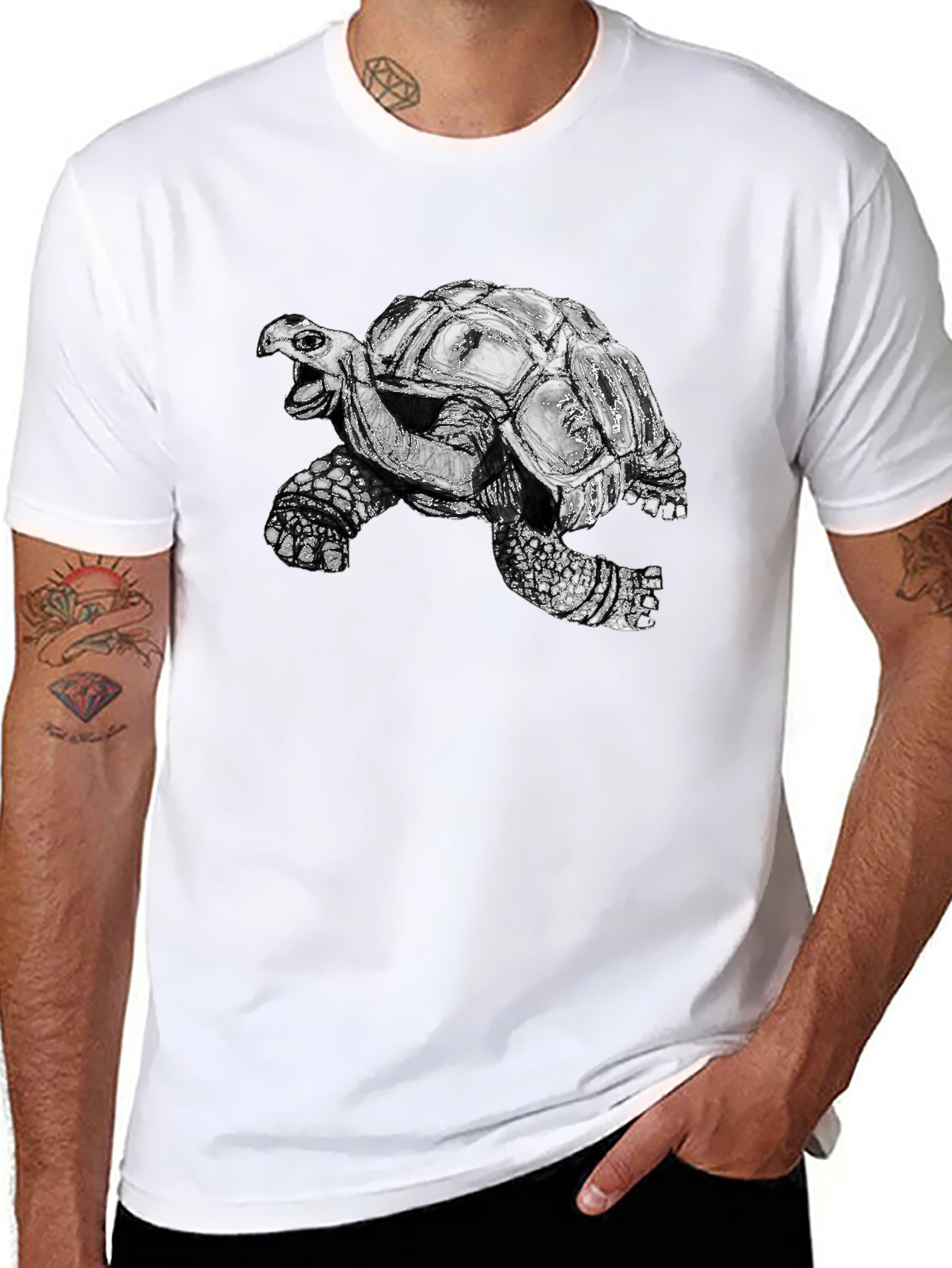 Turtle Graphic Tee - Black Cotton T-Shirt
