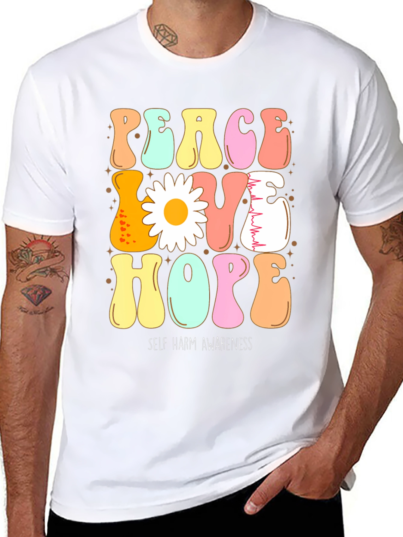 Peace Love Hope Self Harm Awareness T-Shirt