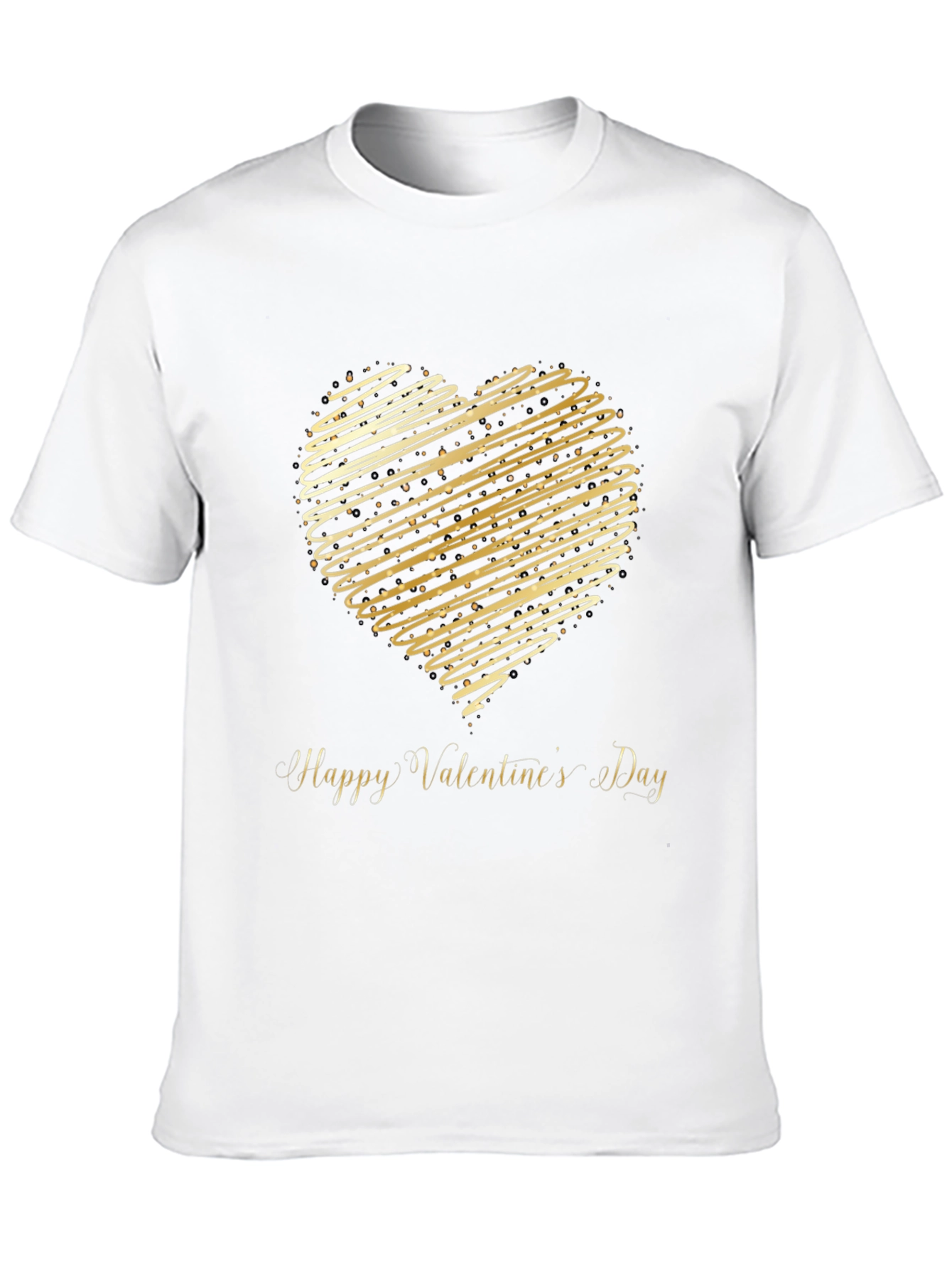 Valentines Day T-Shirt - Gold Heart Design