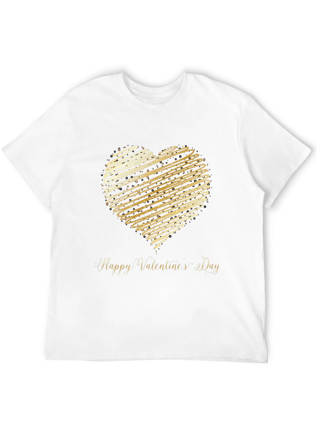 Valentines Day T-Shirt - Gold Heart Design