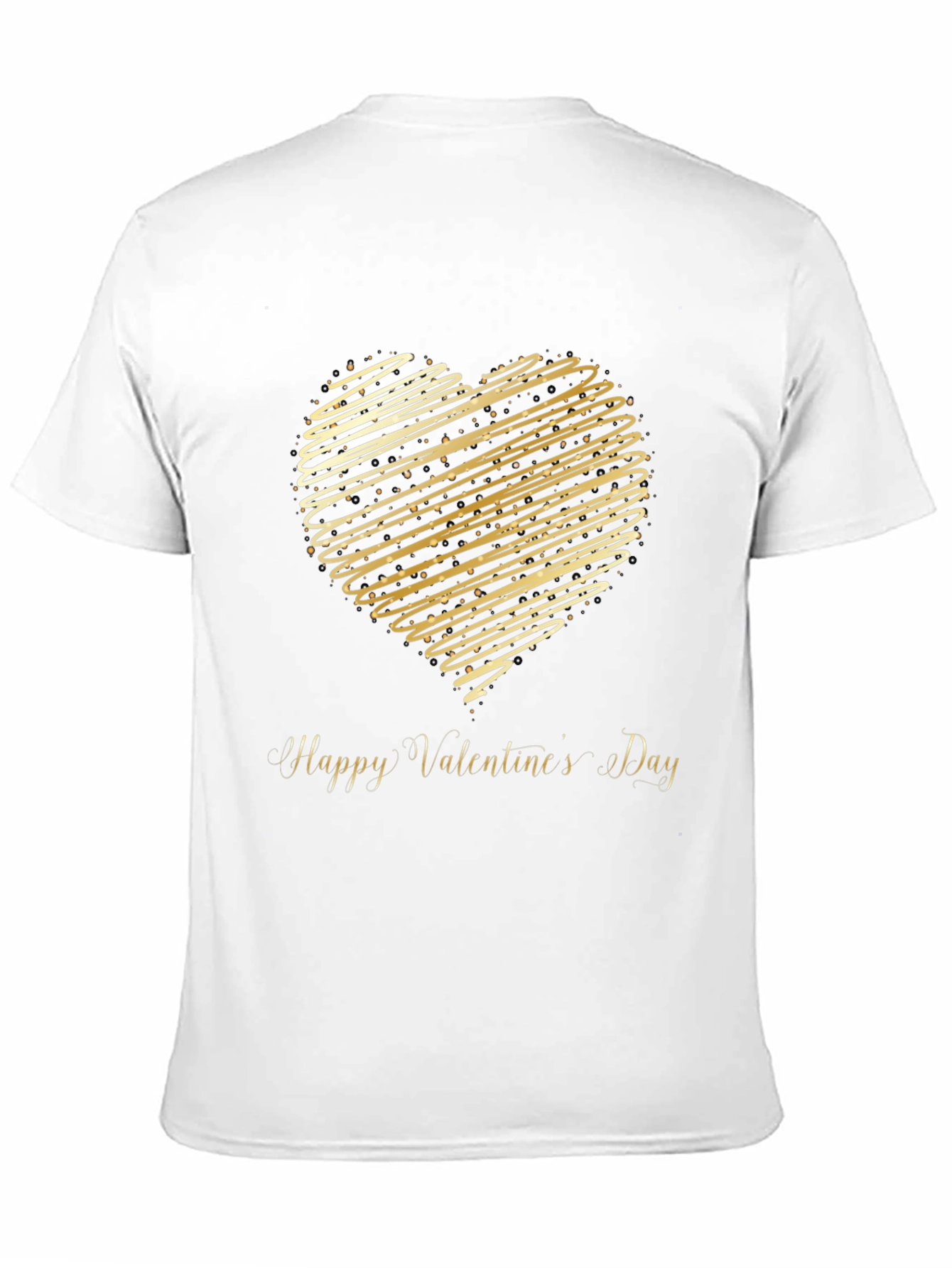 Valentines Day T-Shirt - Gold Heart Design