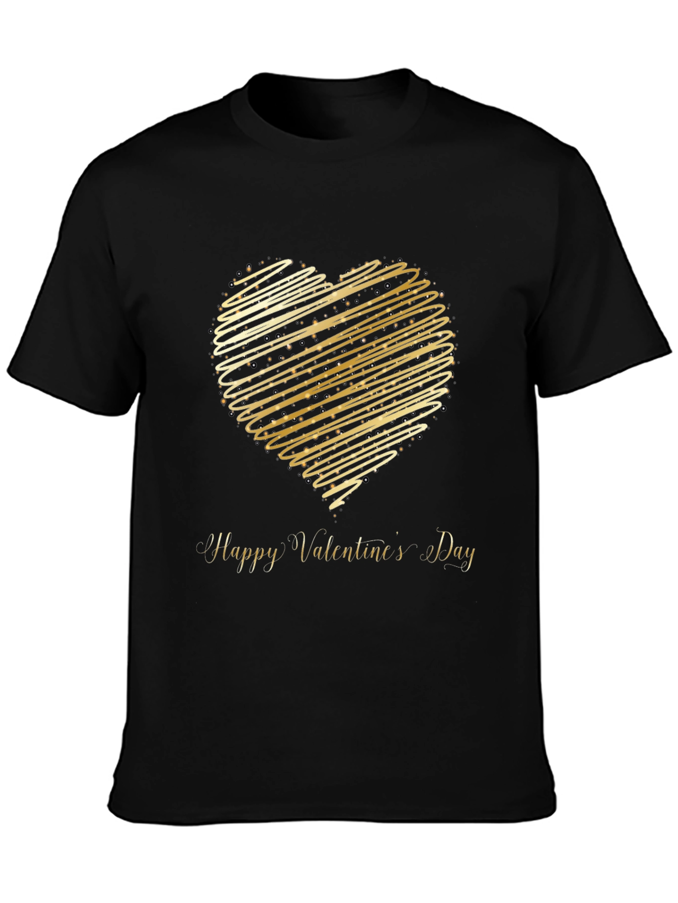 Valentines Day T-Shirt - Gold Heart Design