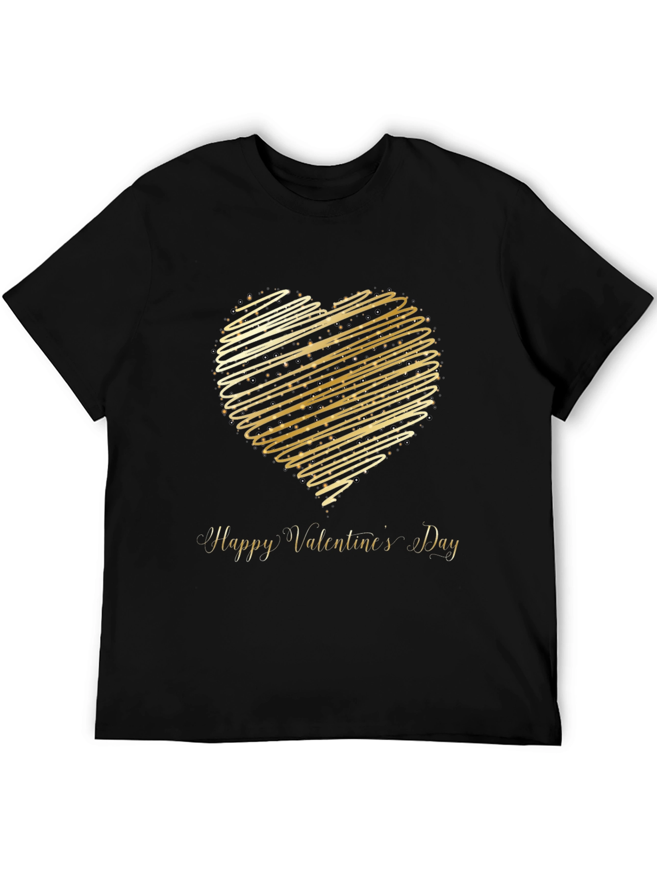 Valentines Day T-Shirt - Gold Heart Design