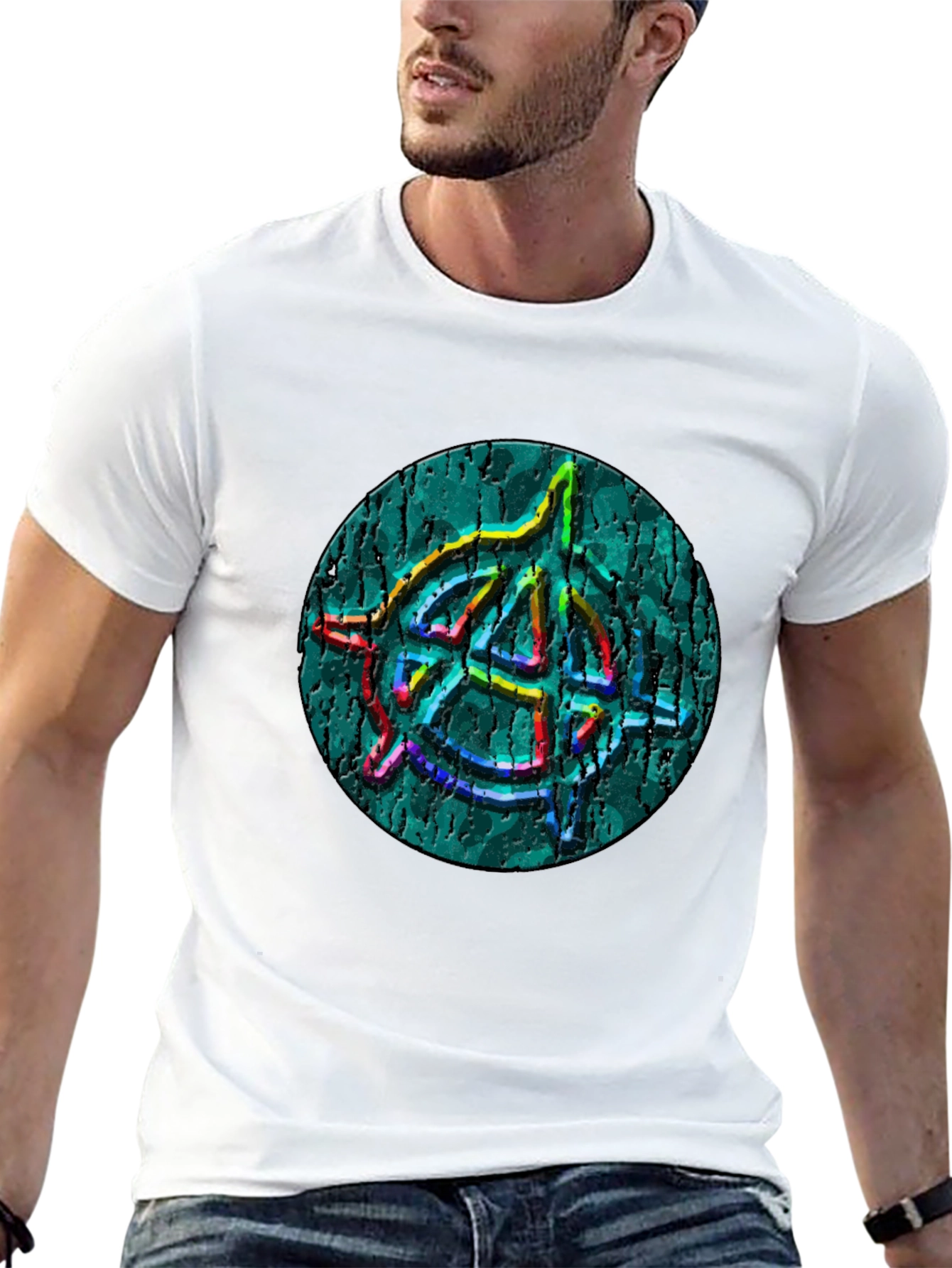 Anarchy Symbol T-Shirt - Cracked Style Graphic
