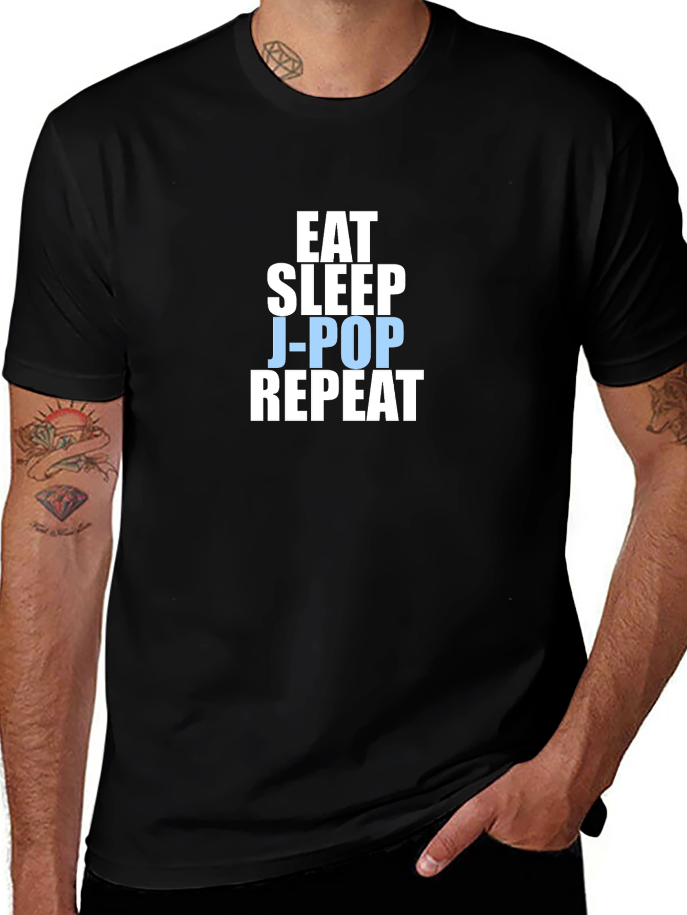 Eat Sleep J-Pop Repeat Black T-Shirt