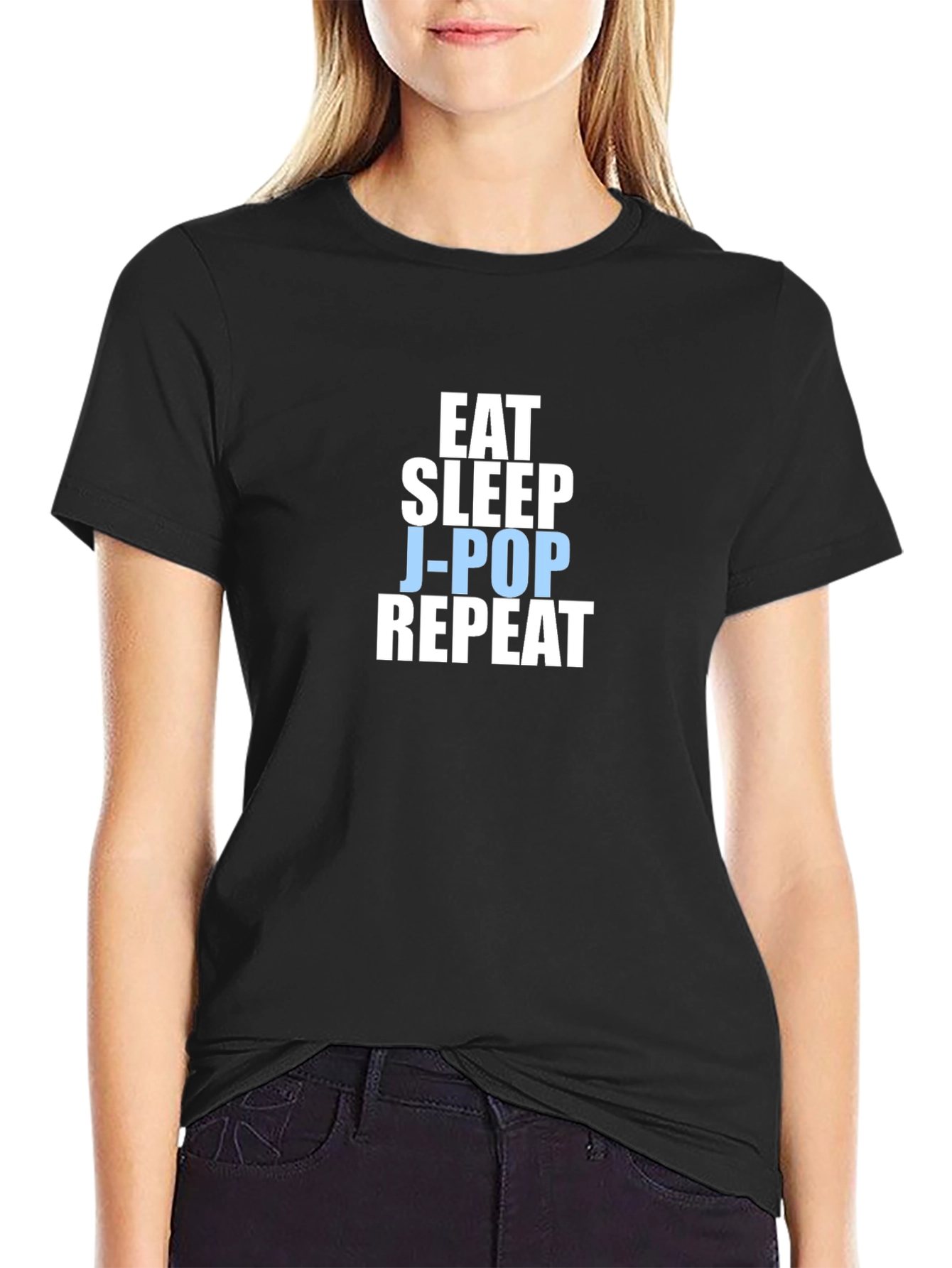 Eat Sleep J-Pop Repeat Black T-Shirt