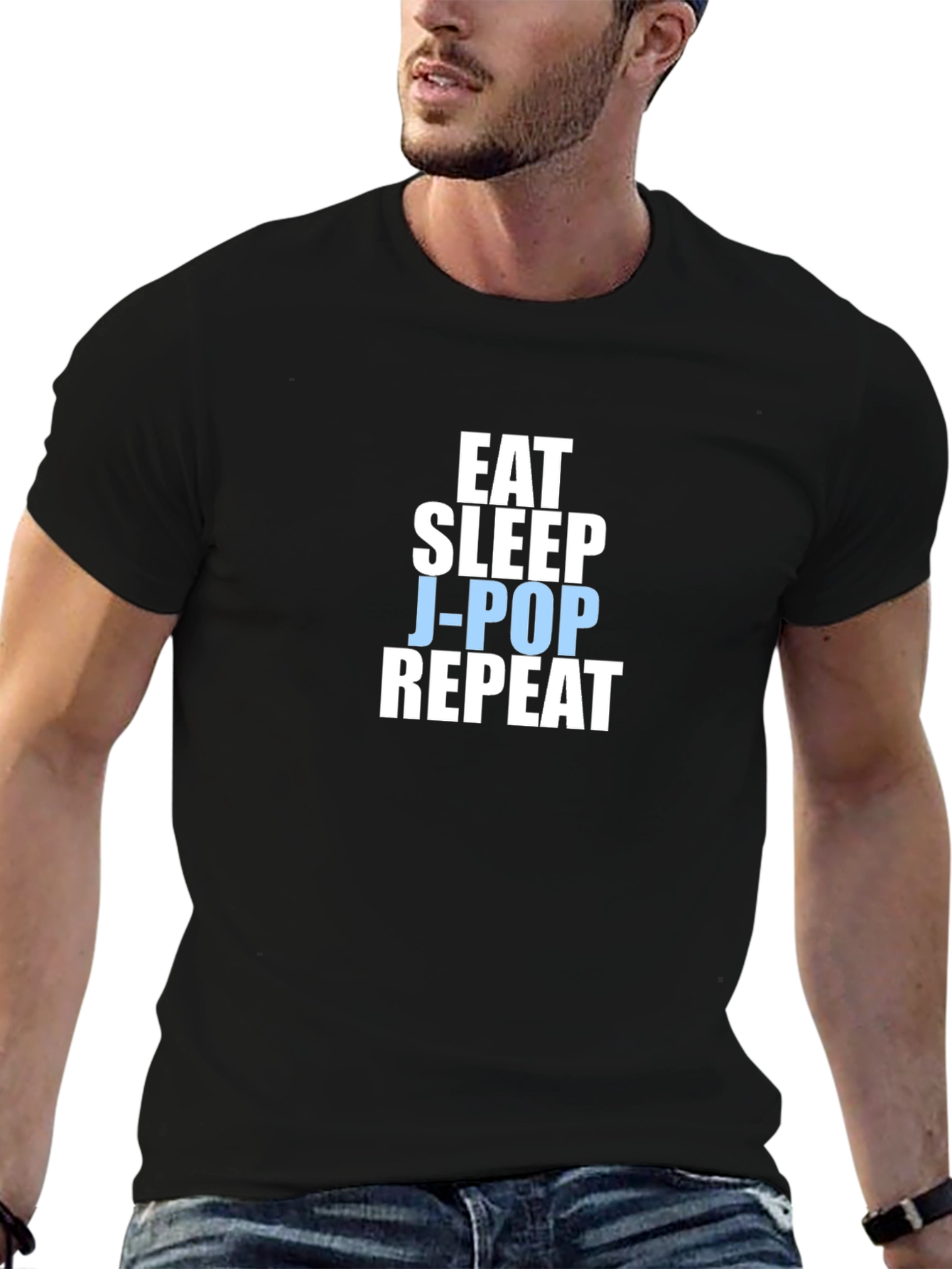 Eat Sleep J-Pop Repeat Black T-Shirt