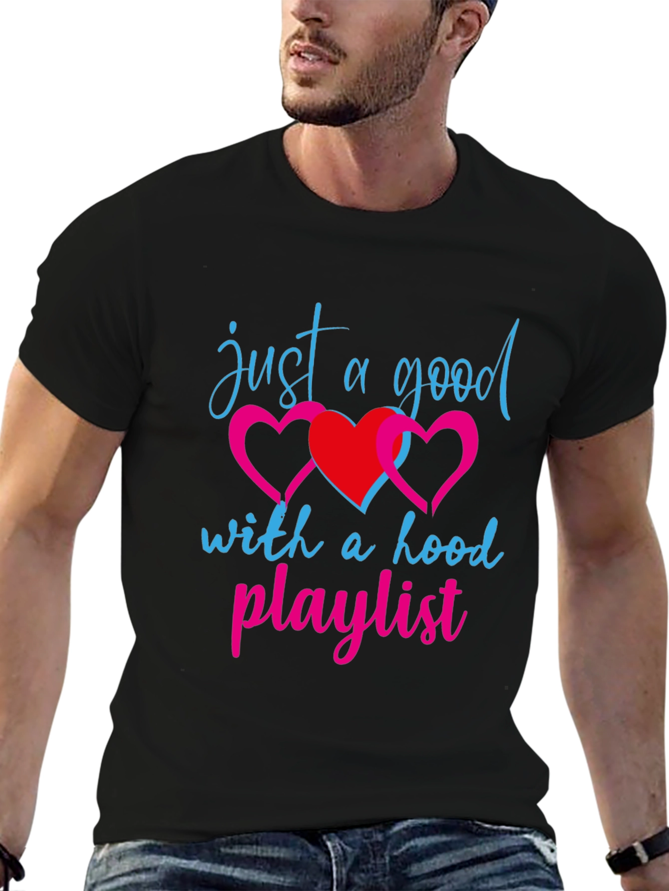 Good with Hood Playlist Black T-Shirt