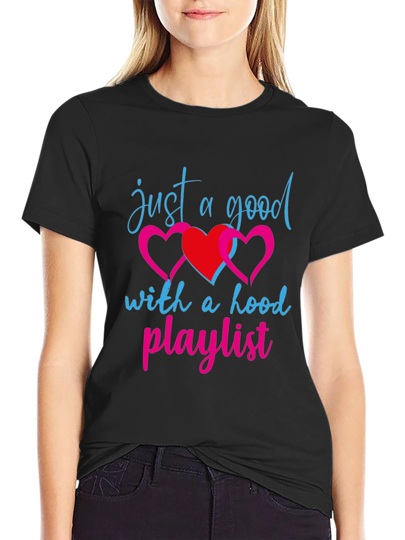 Good with Hood Playlist Black T-Shirt