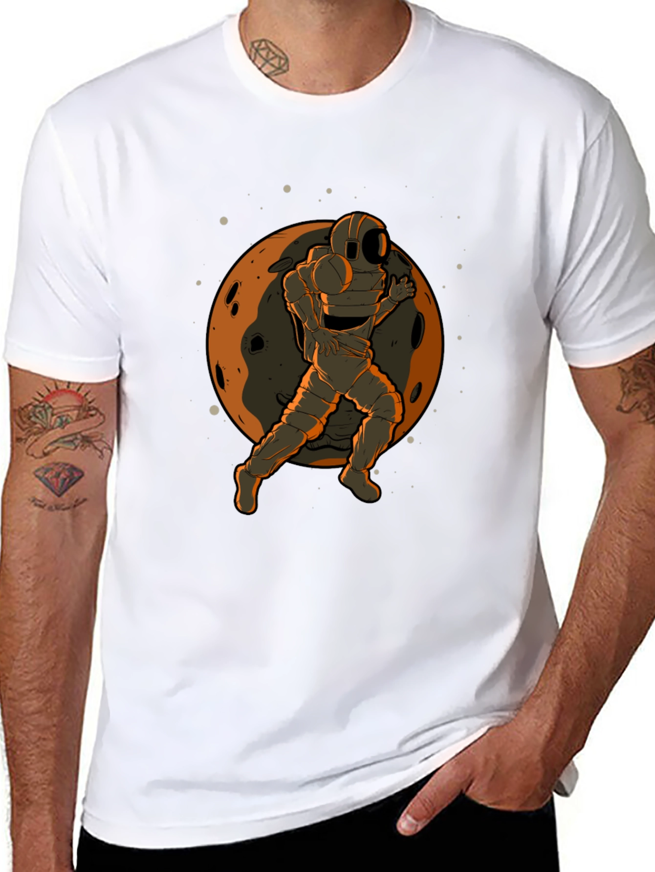 Astronaut Moon Graphic Black T-Shirt