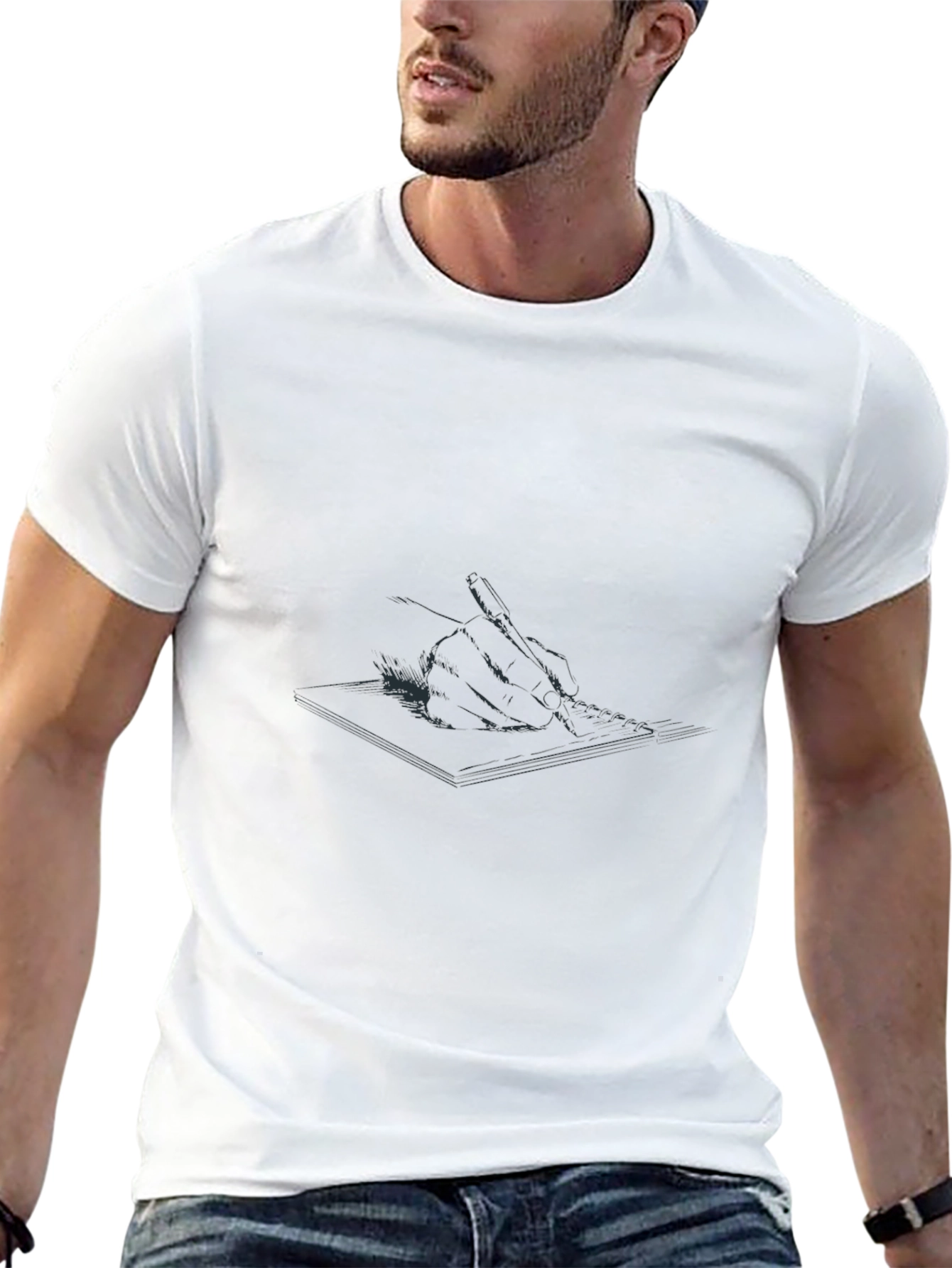 Mens Black Graphic Print Tee
