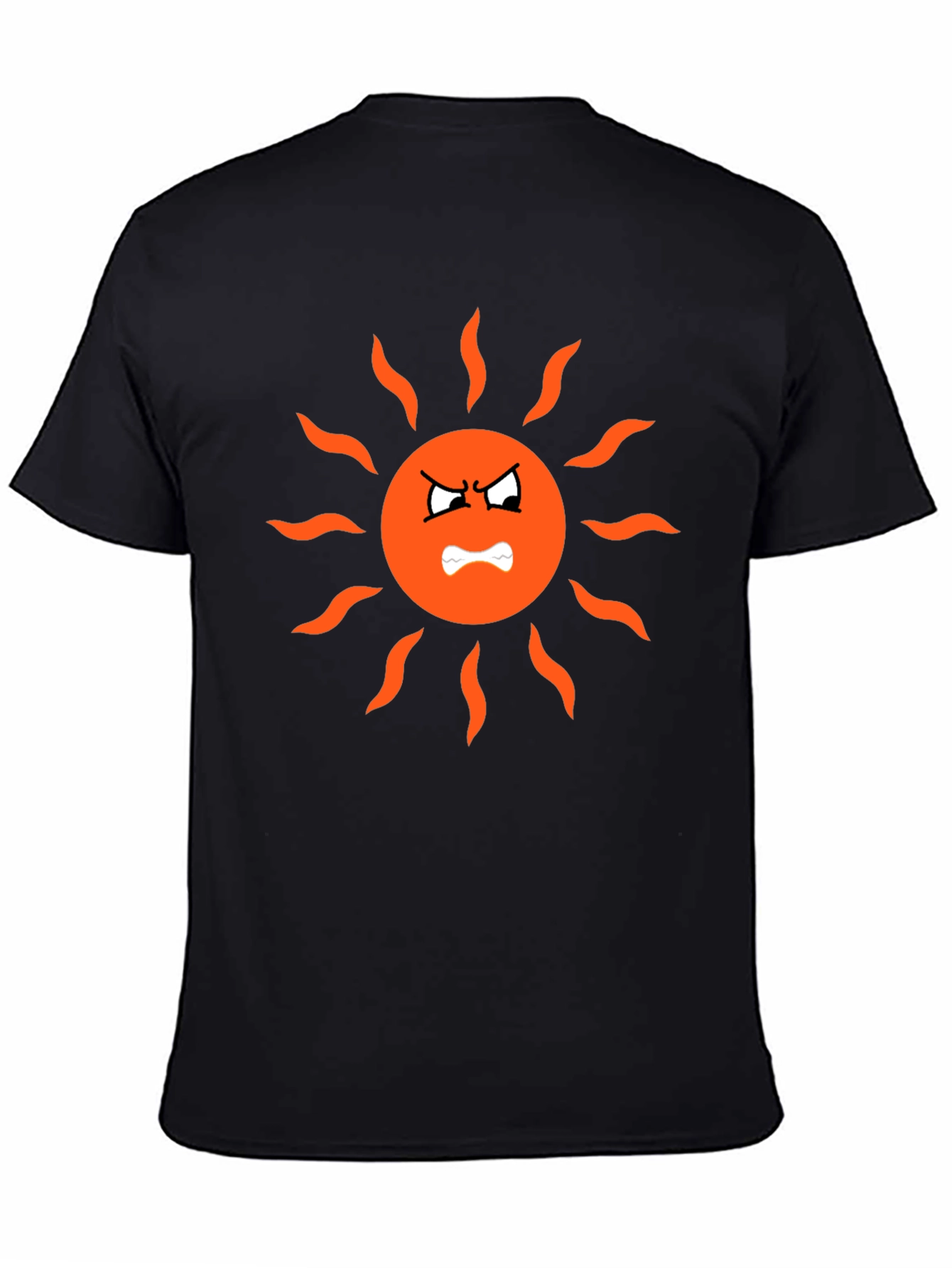 Angry Sun Graphic Tee - Black Cotton T-Shirt