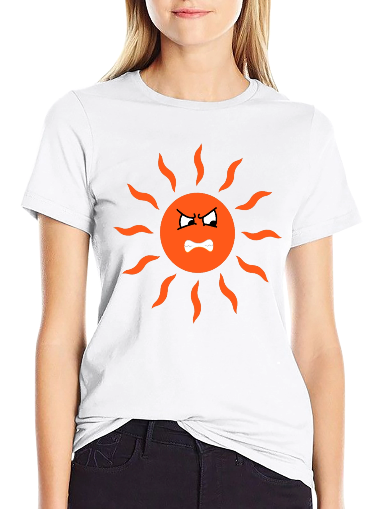 Angry Sun Graphic Tee - Black Cotton T-Shirt