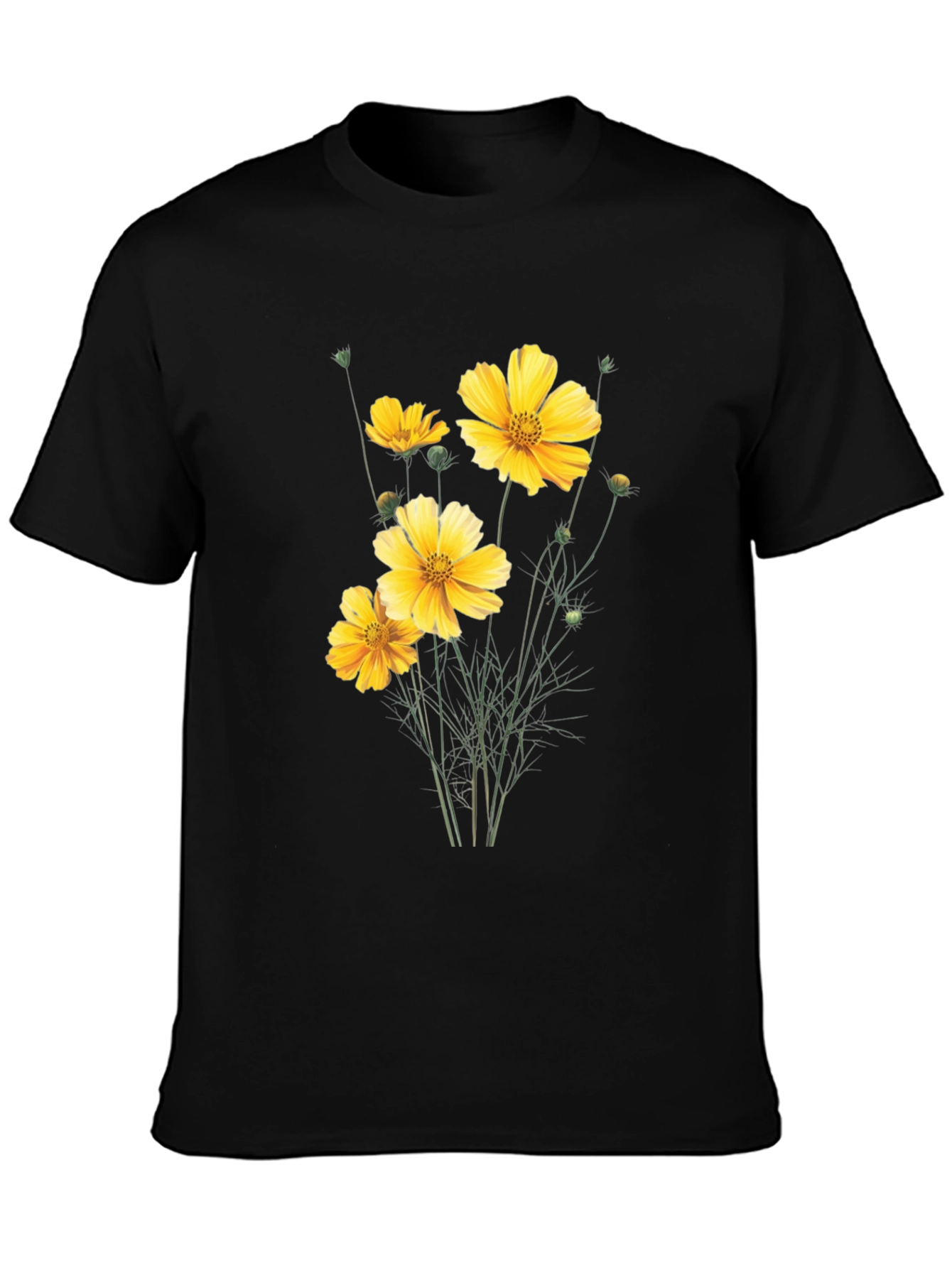 Floral Print Black T-Shirt