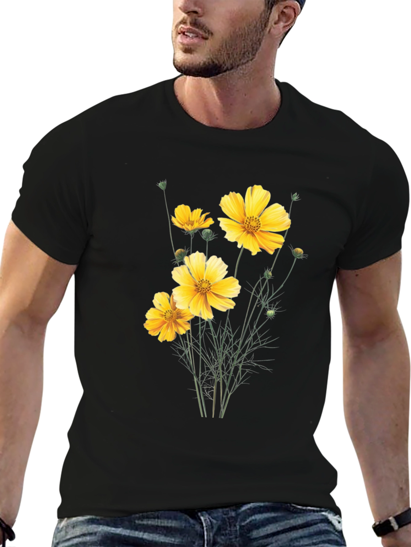 Floral Print Black T-Shirt
