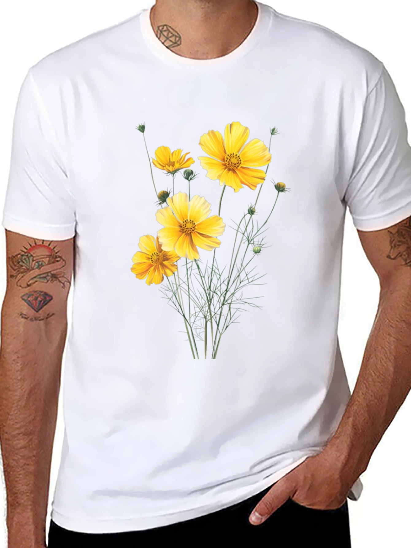 Floral Print Black T-Shirt