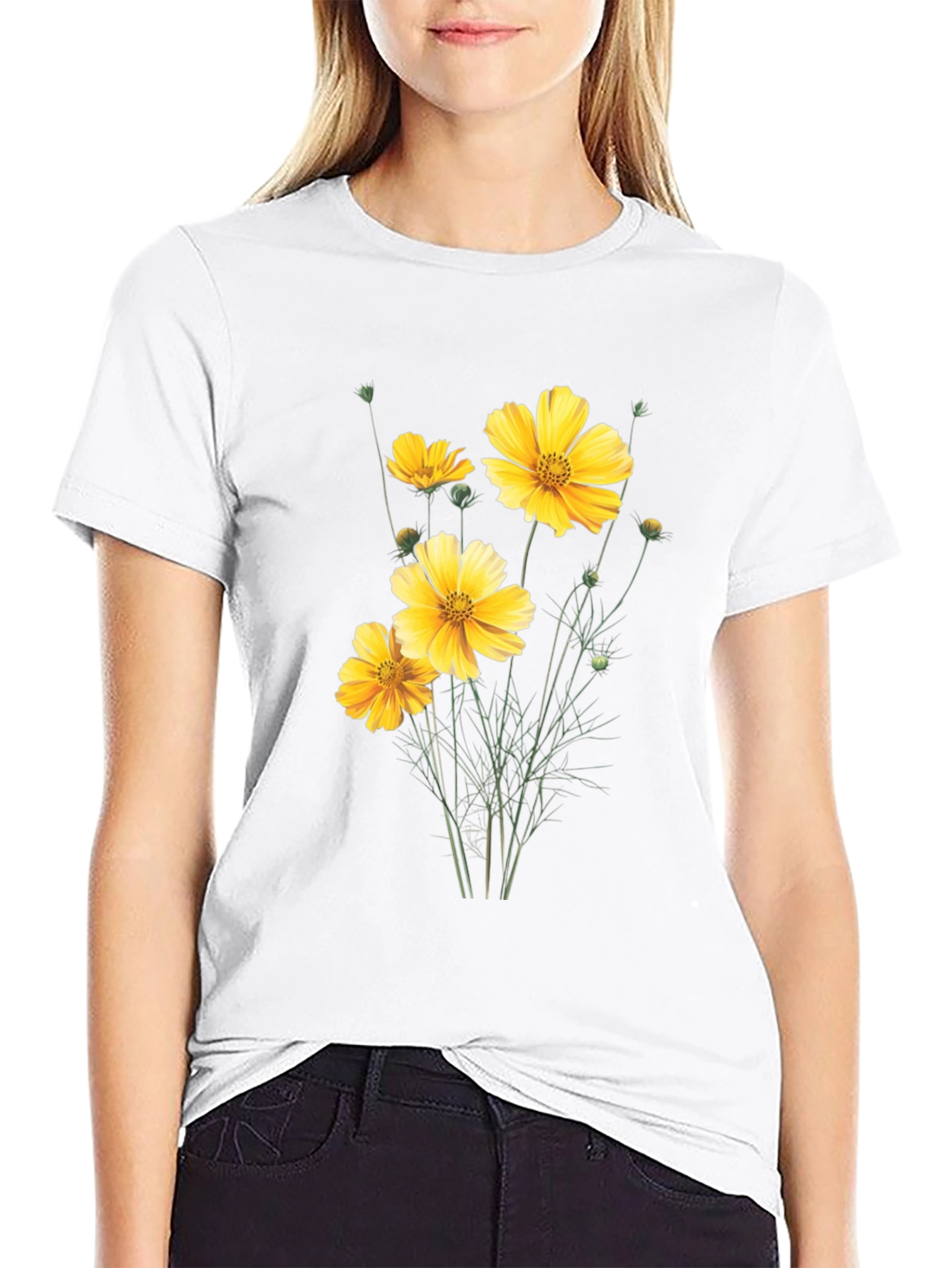 Floral Print Black T-Shirt