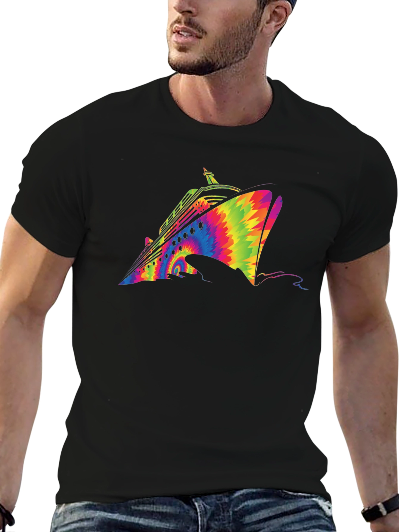 Tie-Dye Cruise Ship Graphic T-Shirt