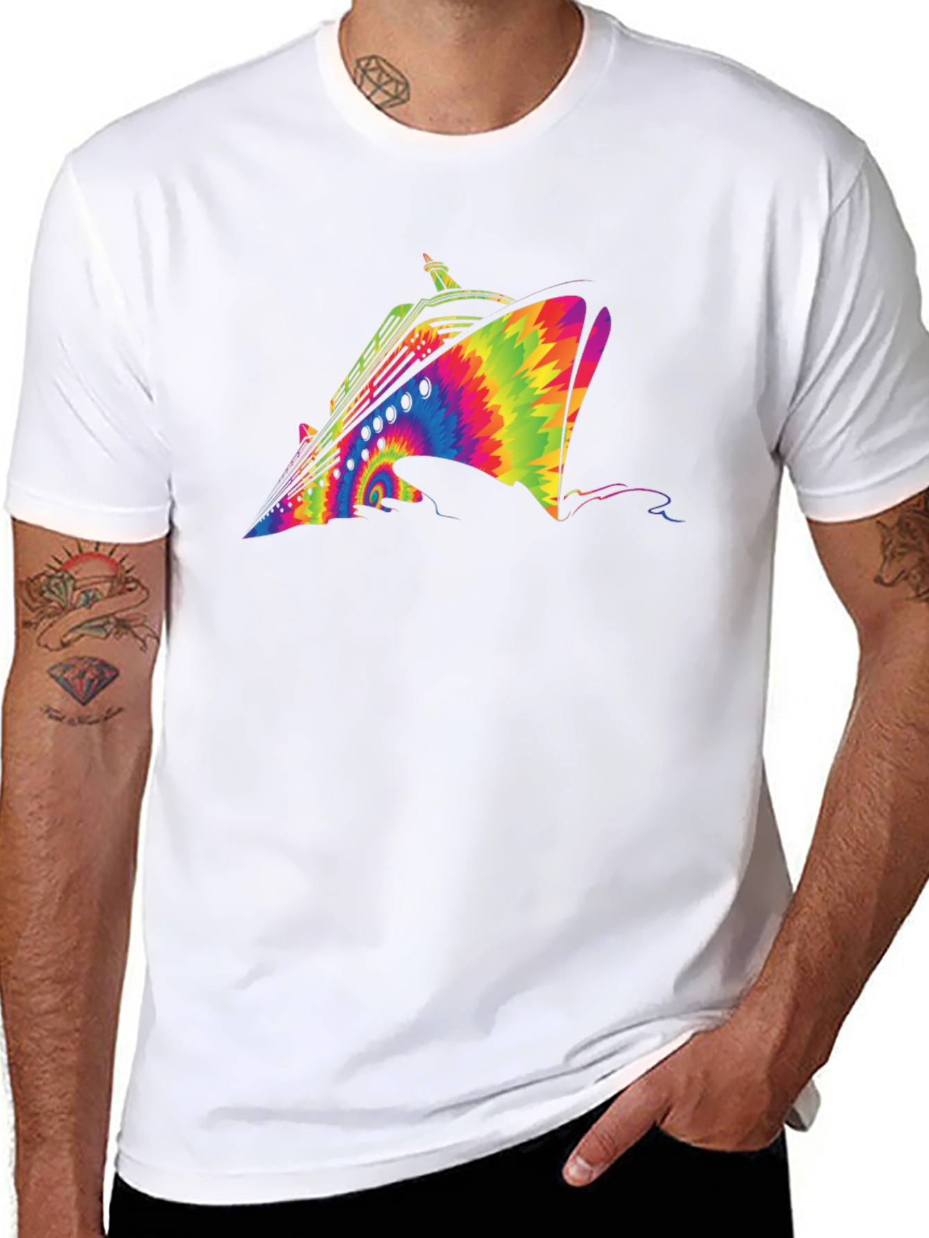 Tie-Dye Cruise Ship Graphic T-Shirt