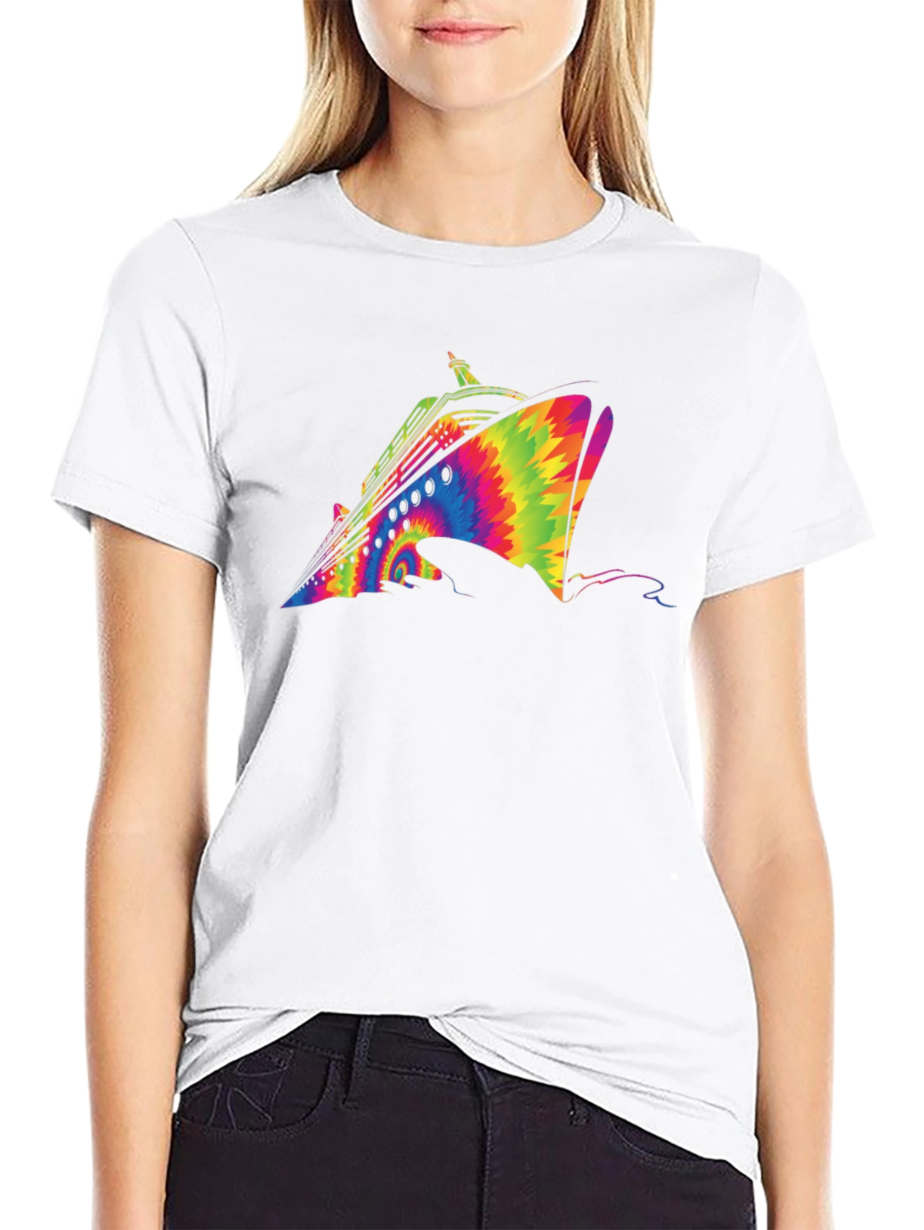 Tie-Dye Cruise Ship Graphic T-Shirt